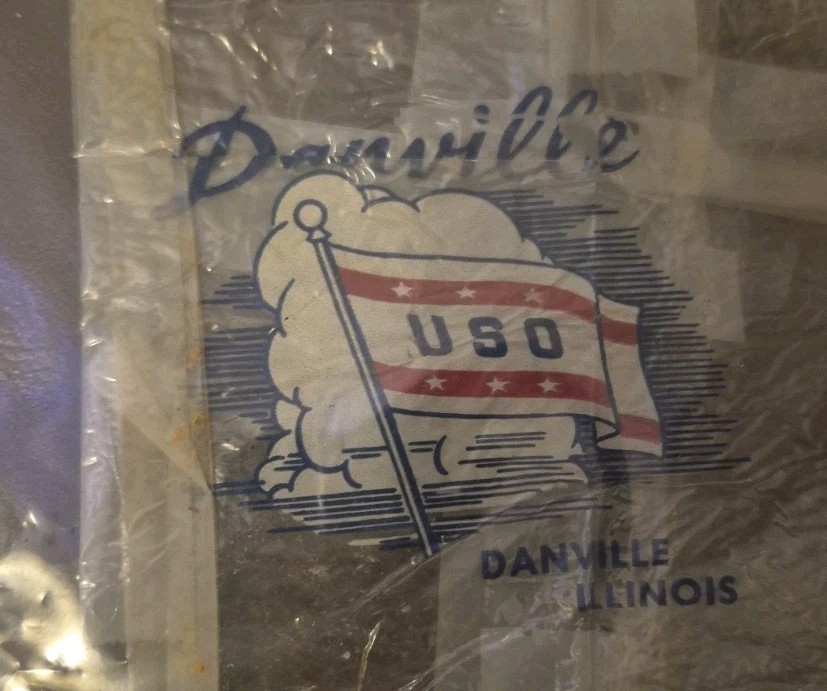 Danville Illinois USO CLUB SANDWICH WRAPPER World War 2 1943