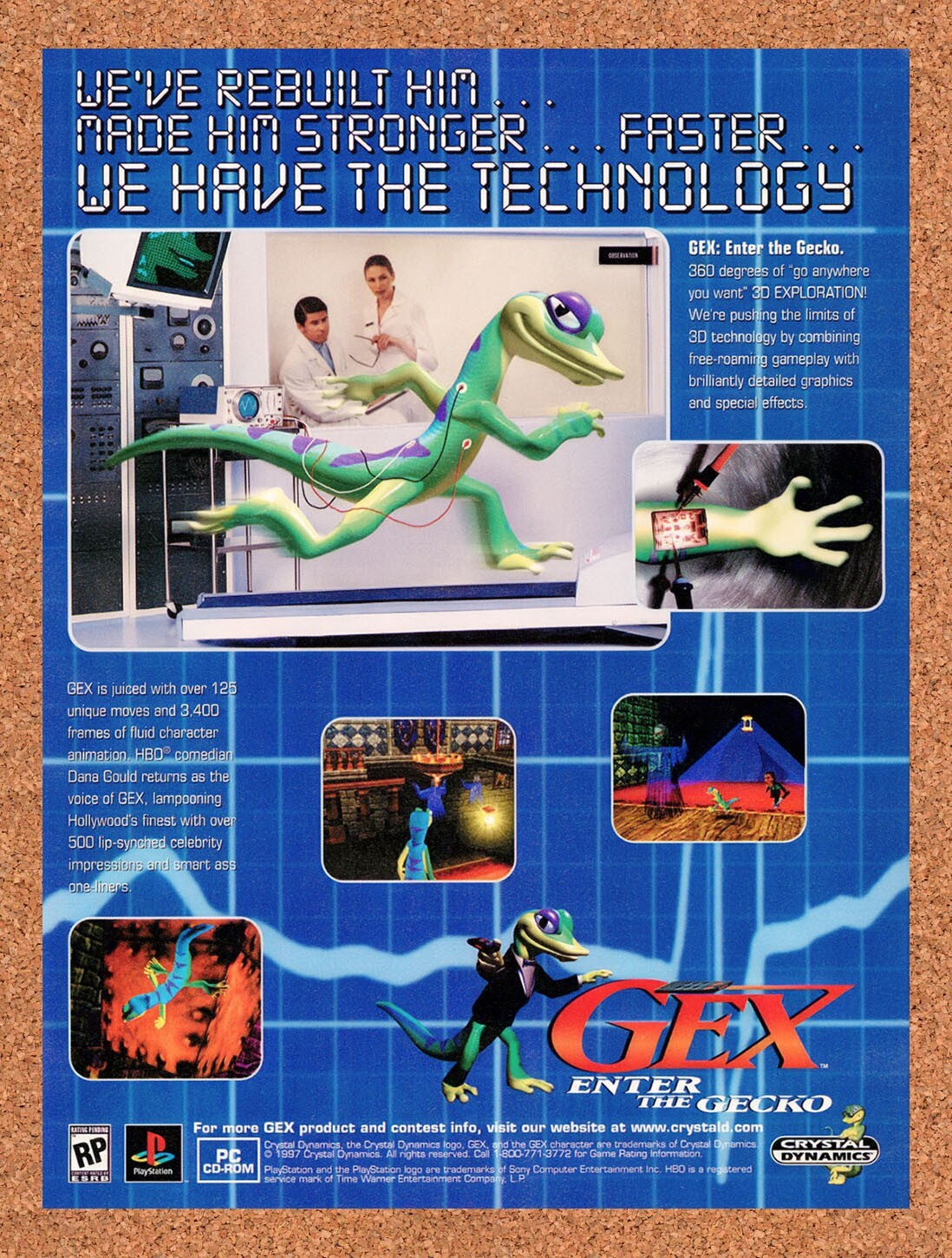 1997 Gex Enter The Gecko PS1 Original Advertisement / Retro Promo v2