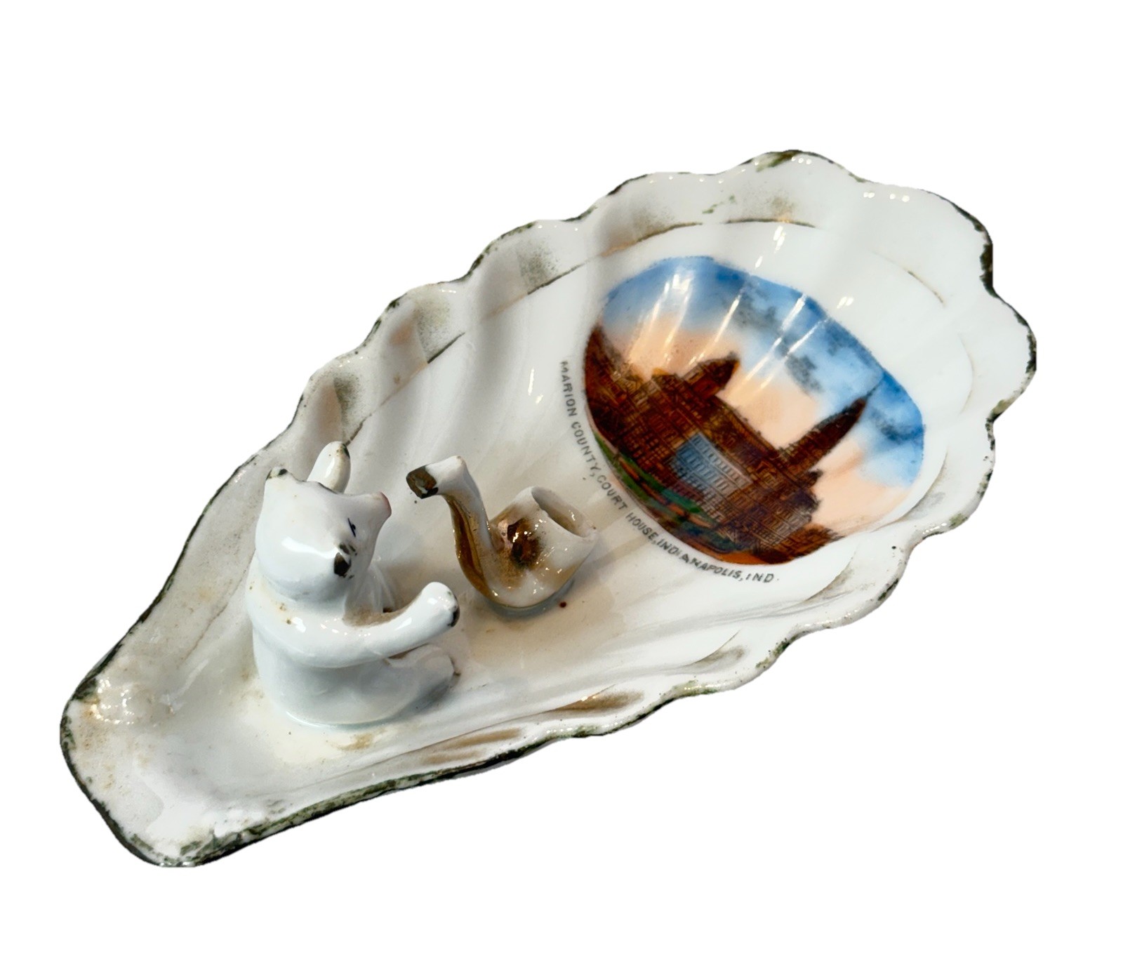 INDIANAPOLIS, INDIANA IN Antique MARION COUNTY COURTHOUSE Souvenir Pipe Ashtray