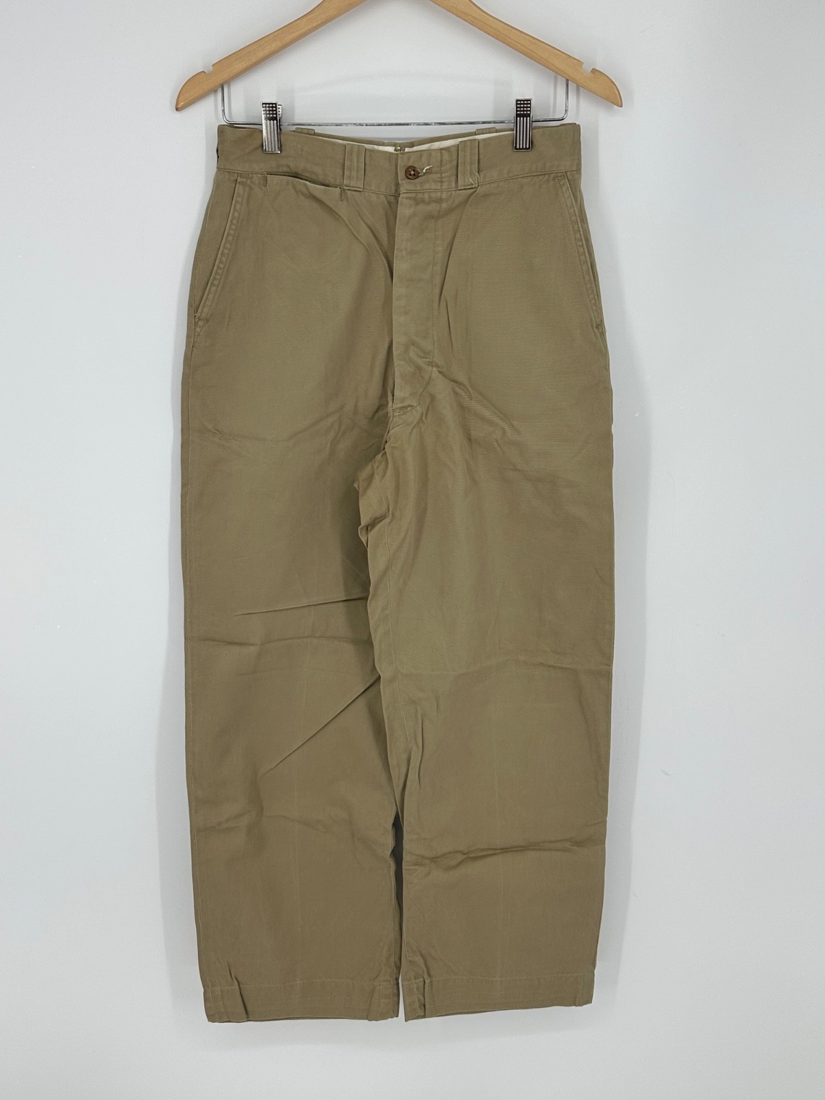 Vintage 1950’s US Army Cotton Twill Button Fly Khaki Trousers Uniform Pants Q4
