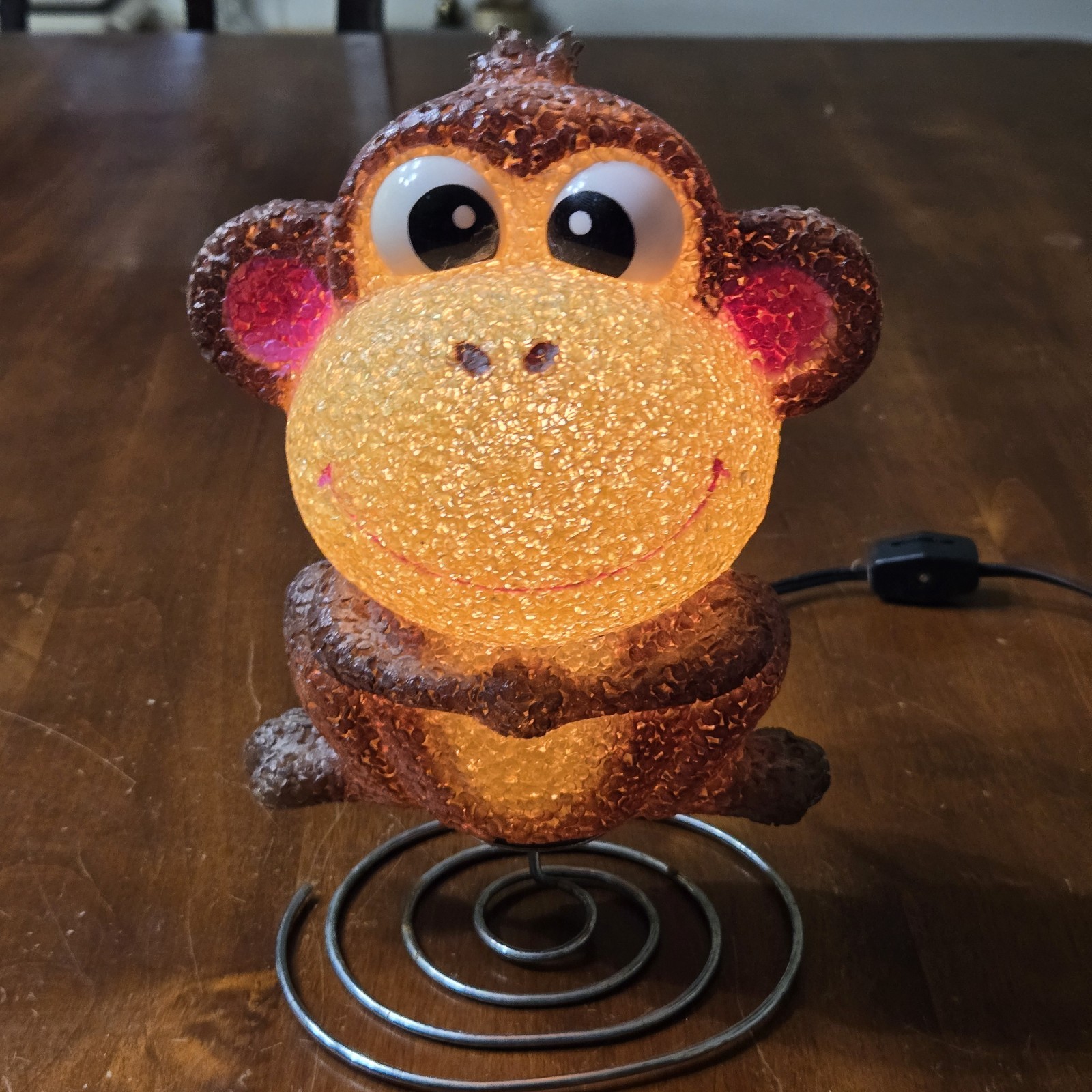 Vtg Y2K Melted Popcorn Monkey Lamp Night Light Spring Base 90s 2000s Decor 8.5\