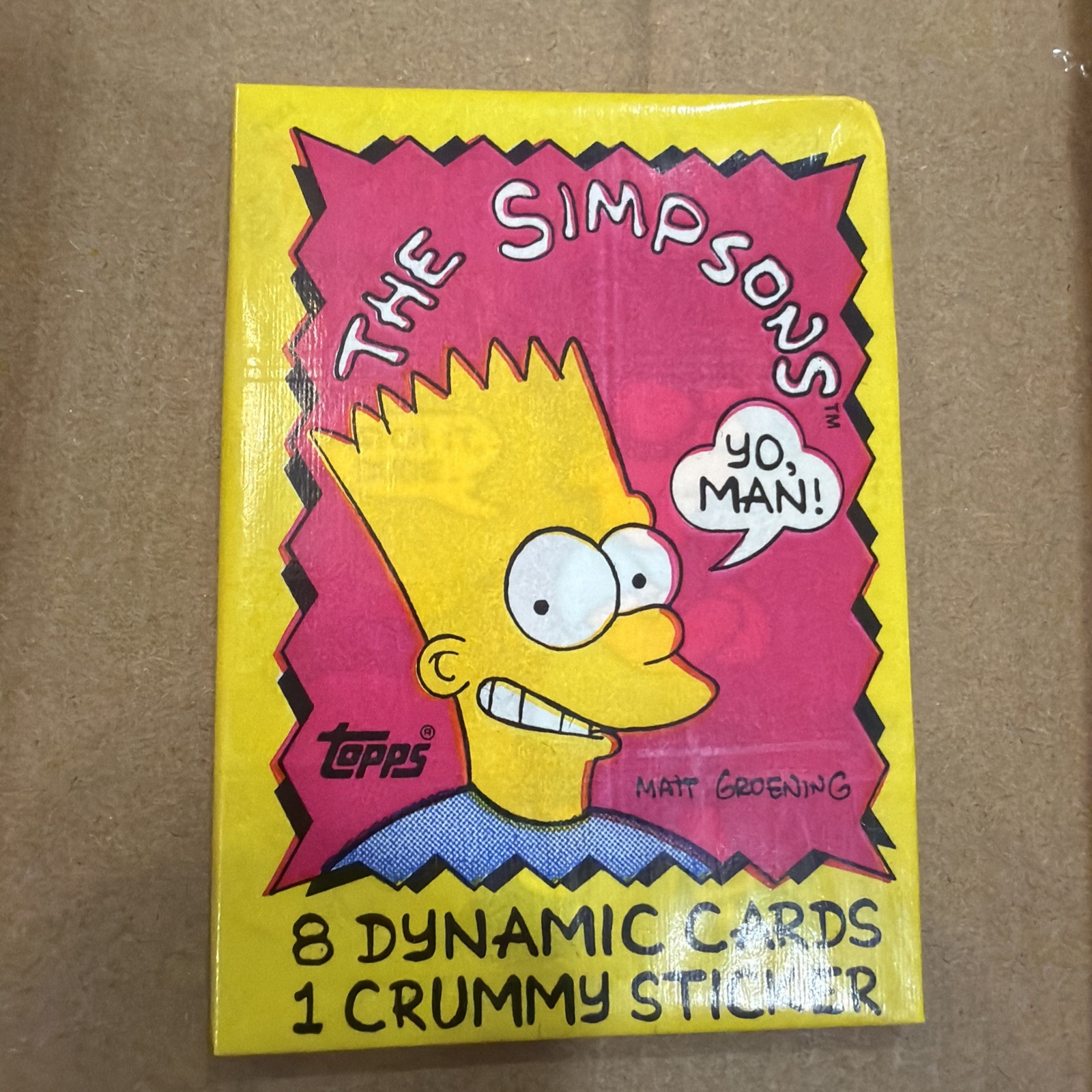 1990 Topps The Simpsons Sealed Pack With BARTMAN ROOKIE STICKER SHOWING ON TOP