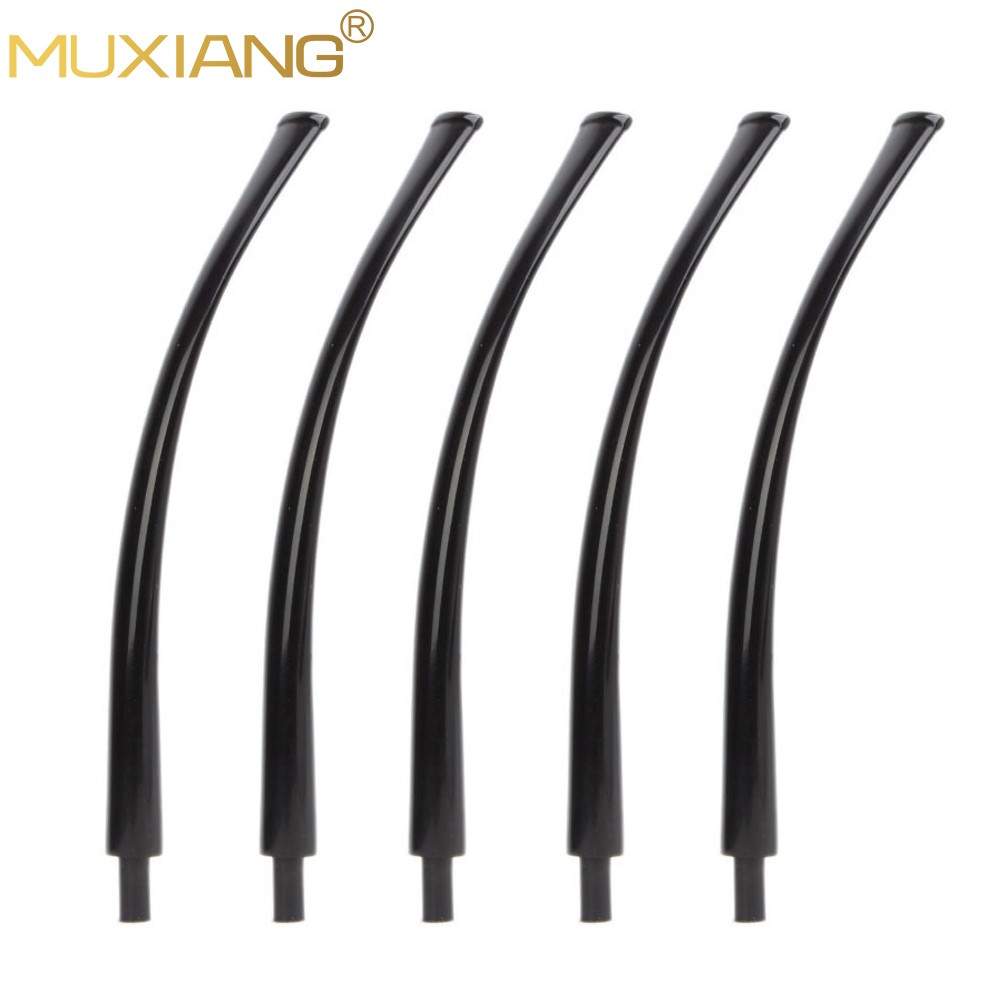 MUXIANG 5pcs 3mm Bent Long Stem Replacement For Churchwarden Tobacco Pipe Black