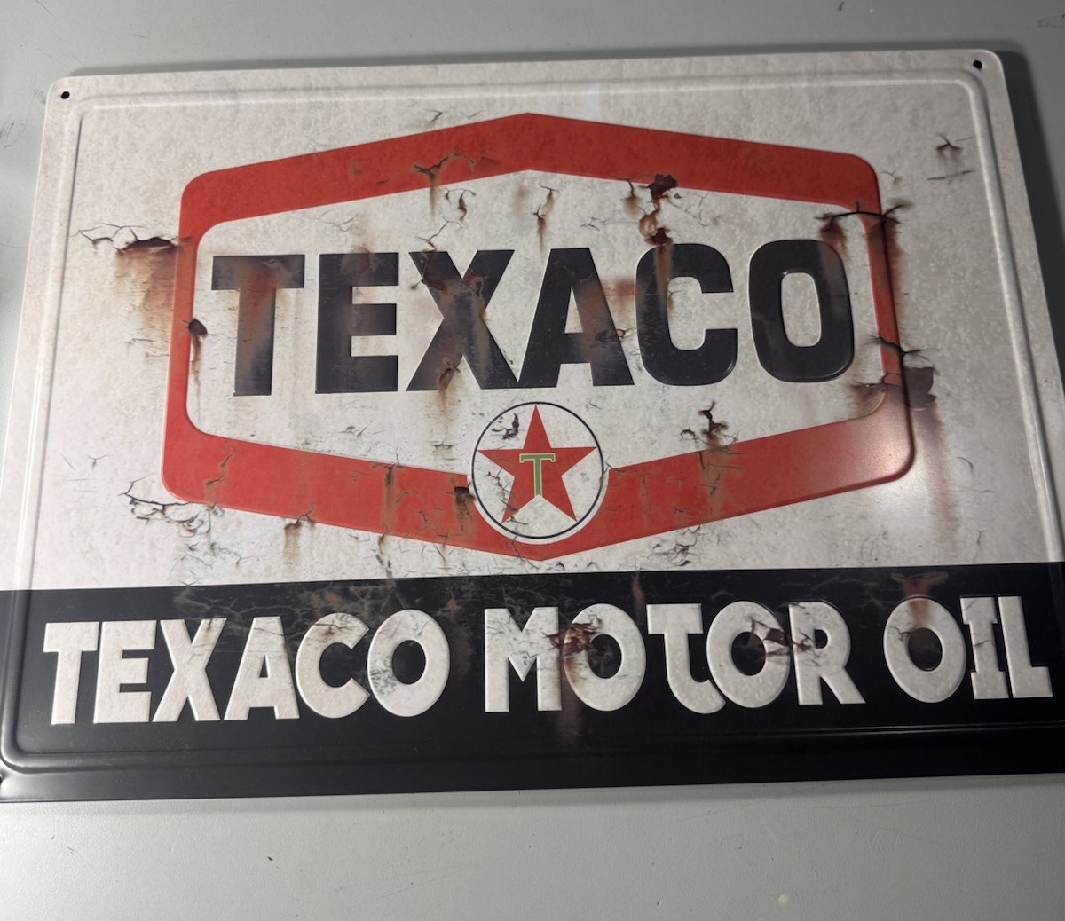 Vinatge Texaco Motor Oil Metal Sign Retro Gas Garage Gas Station Repro Wall Deco