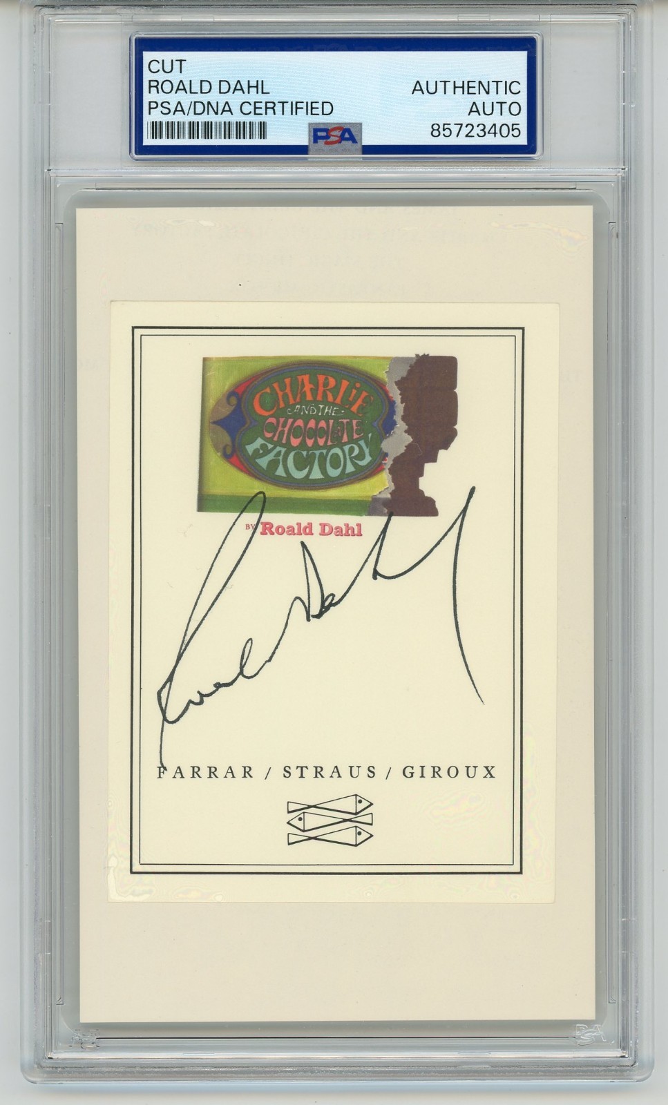 Roald Dahl ~ Signed Charlie and the Chocolate Factory Bookplate ~ PSA DNA
