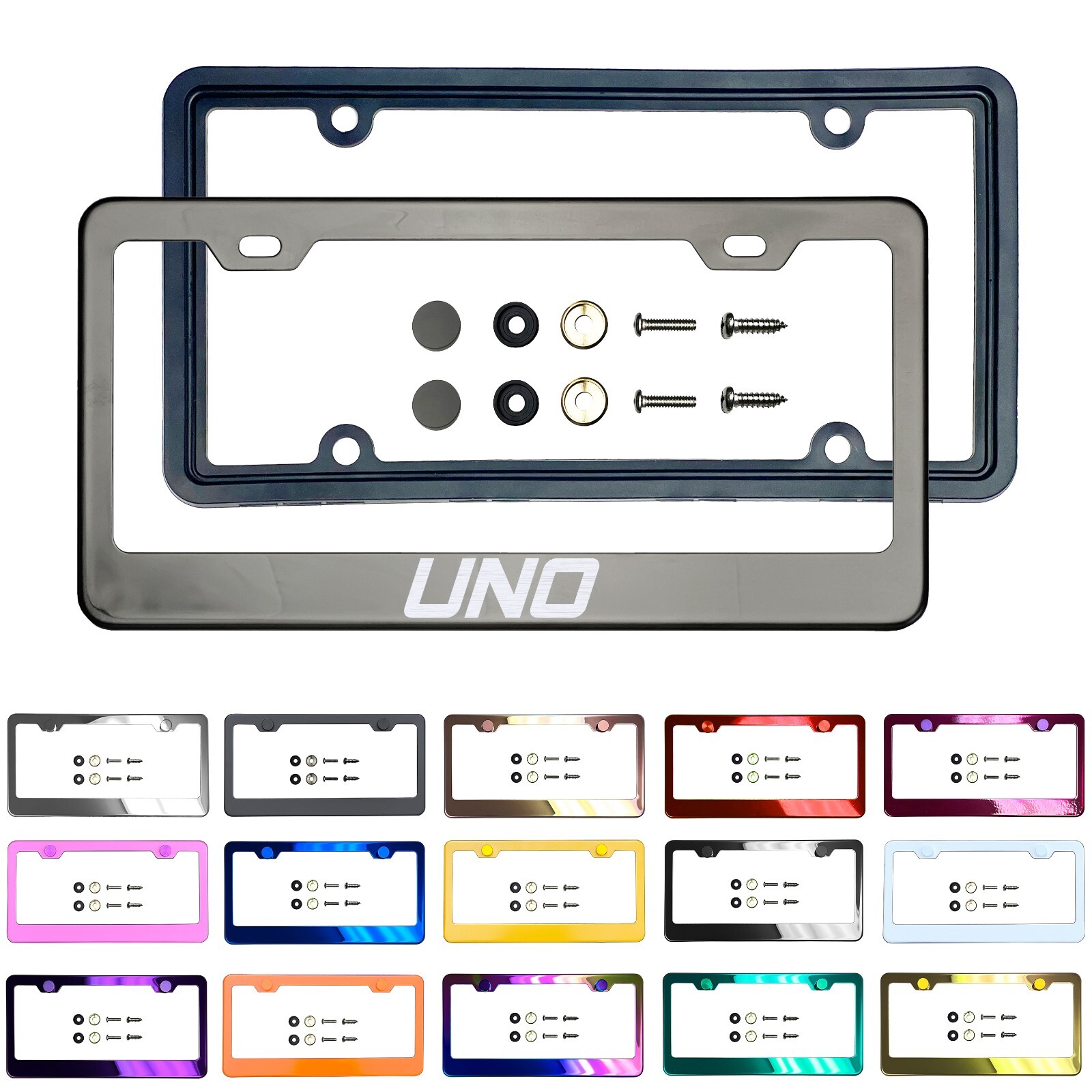 New Laser  Etched Stainless Steel License Frame Silicone Guard for  uno