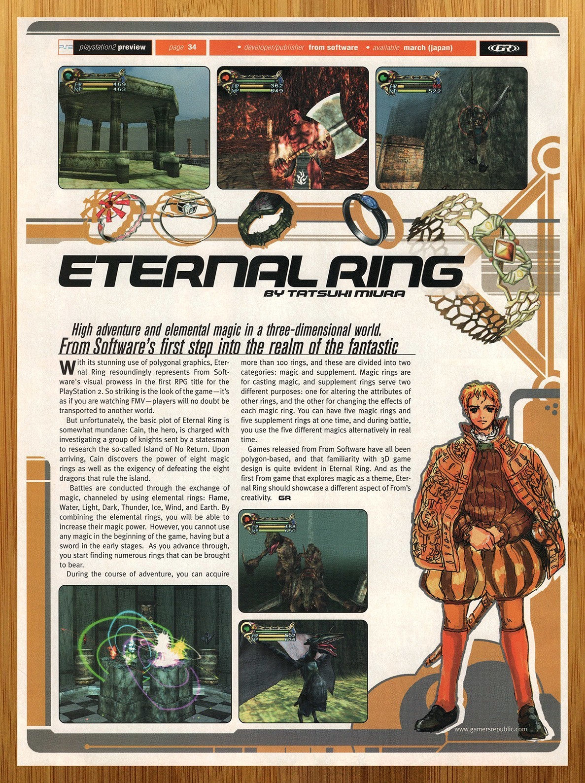 2000 Eternal Ring Playstation 2 PS2 PREVIEW Print Ad/Poster RPG Video Game Art