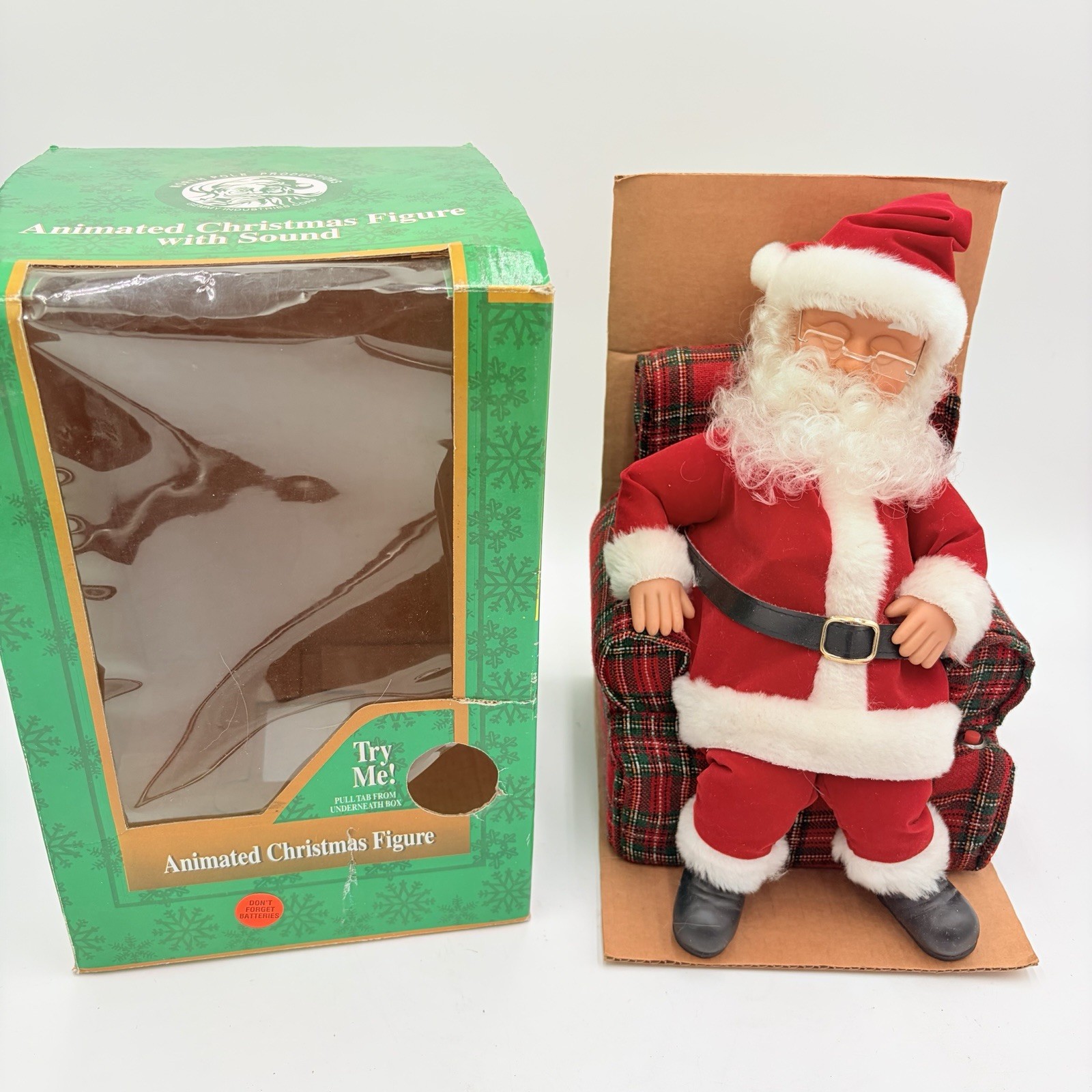 GEMMY 1996 Animated SNORING SANTA in Armchair North Pole Productions WORKS Box