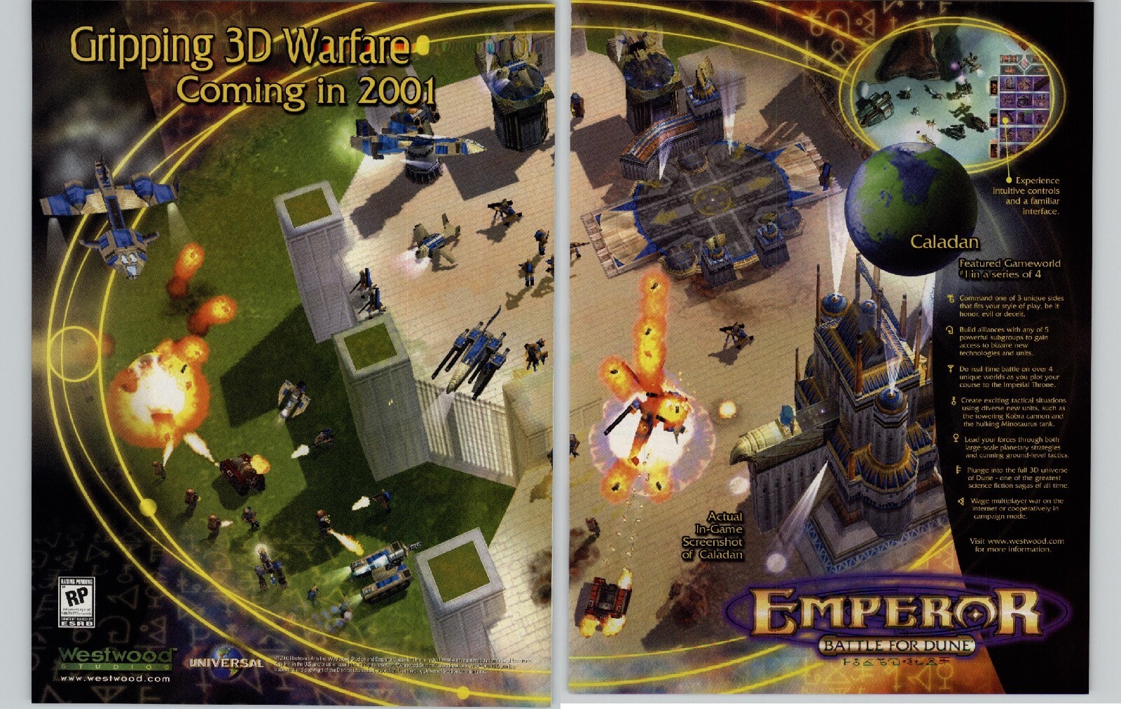 Emperor: Battle for Dune PC 2000 Vintage Poster Ad Art Print RTS Official Promo