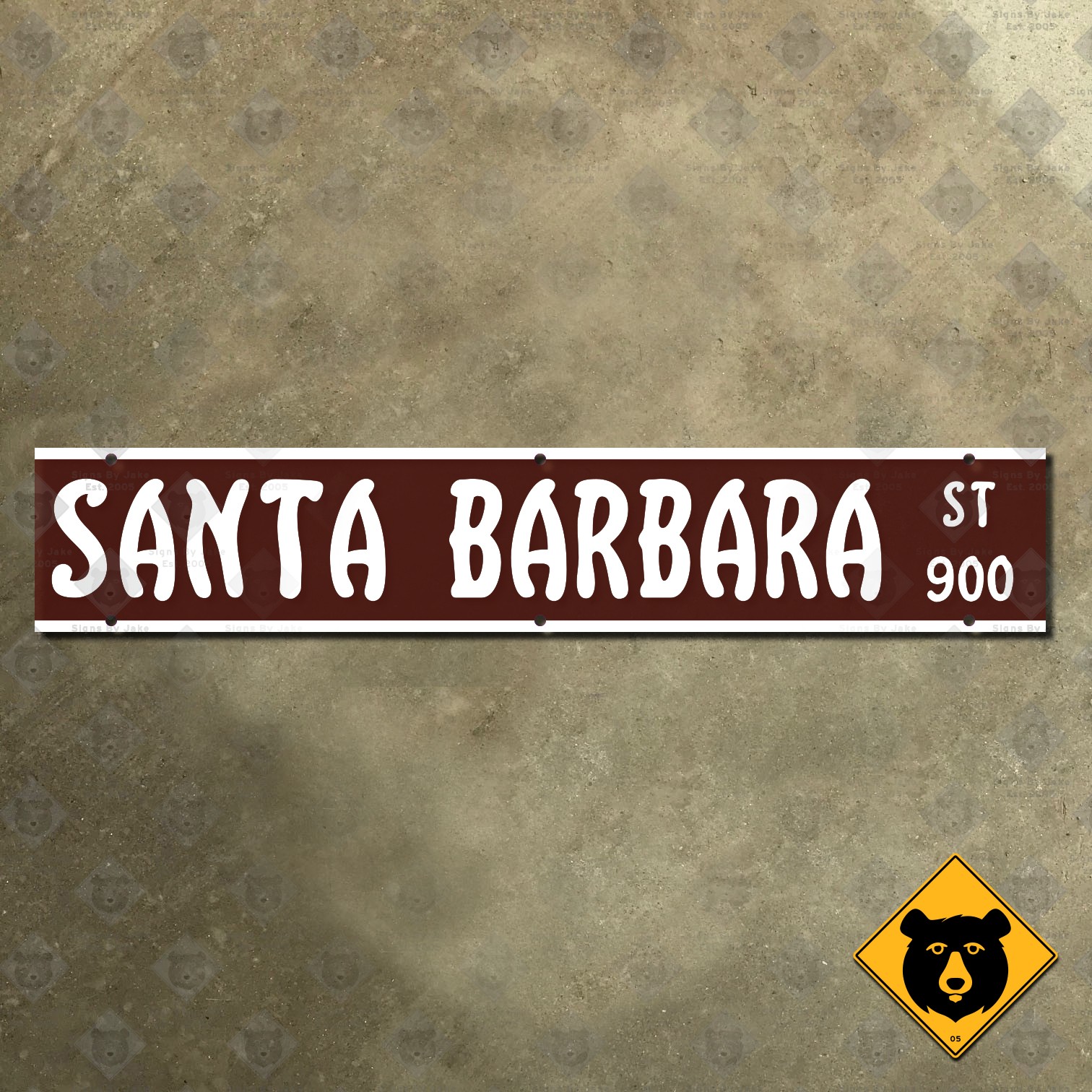California Santa Barbara Street road sign 900 block 33x6