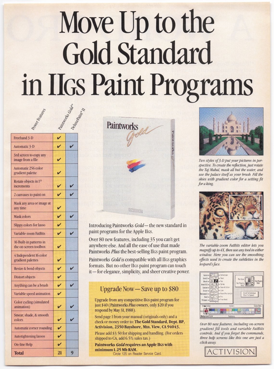 Activision Computer Ad Paintworks Gold Apple IIGS 1988 Software Art