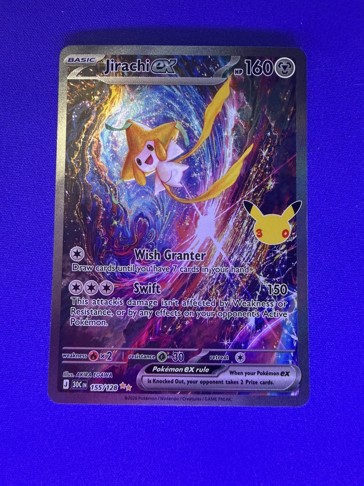 Jirachi EX 155/128 Pokemon 30th Celebration Special Illustration Rare Pack Fresh