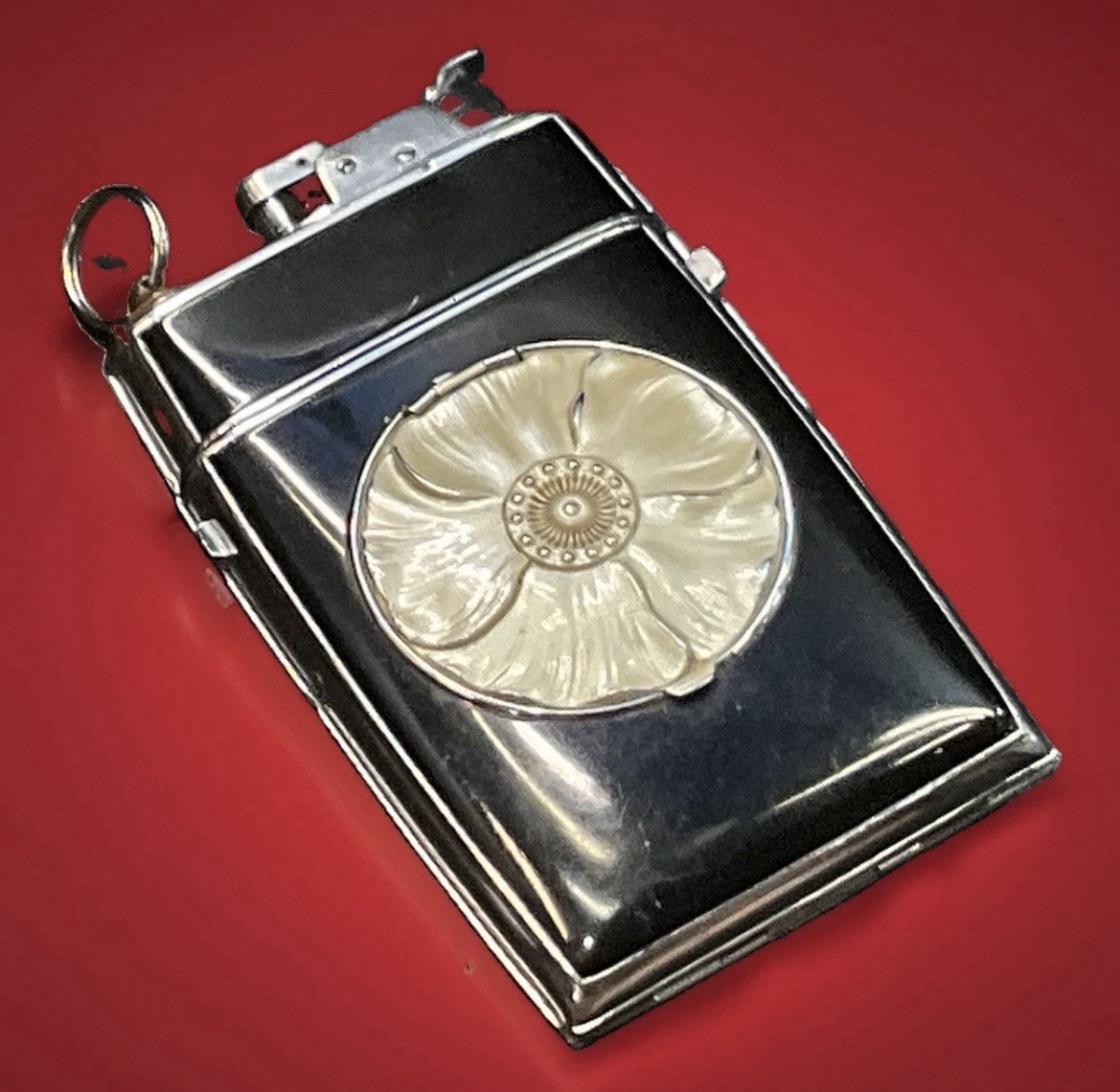 Vintage Evans Trig-a-Lite Combination Cigarette Case Powder RougeCompact Lighter