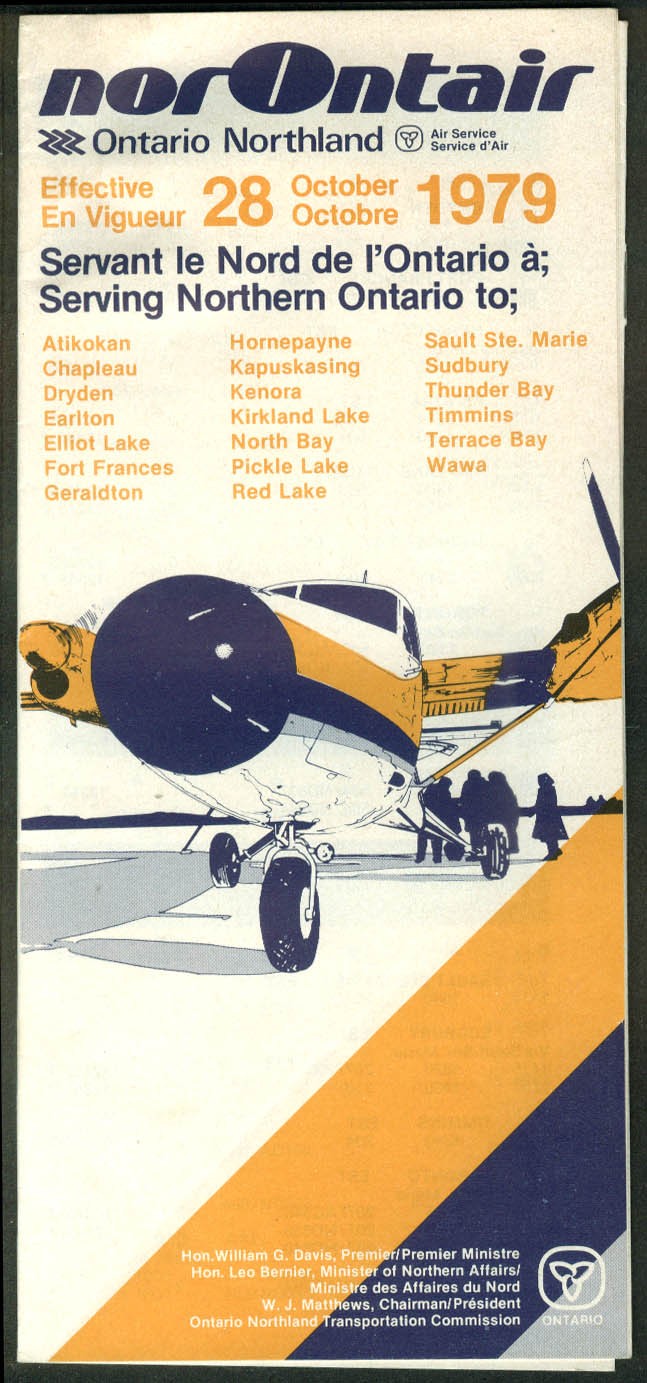 NorOntair Ontario Northland Air Service airline timetable 1979