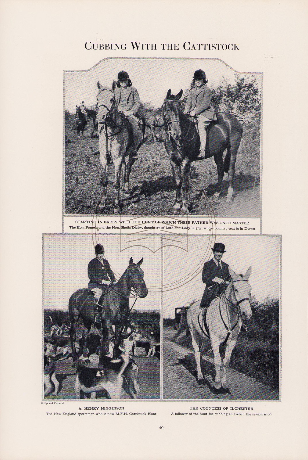 Hunting Cubbing Cattistock Hunt A Henry Higginson MFH Pamela Digby Harriman 1931