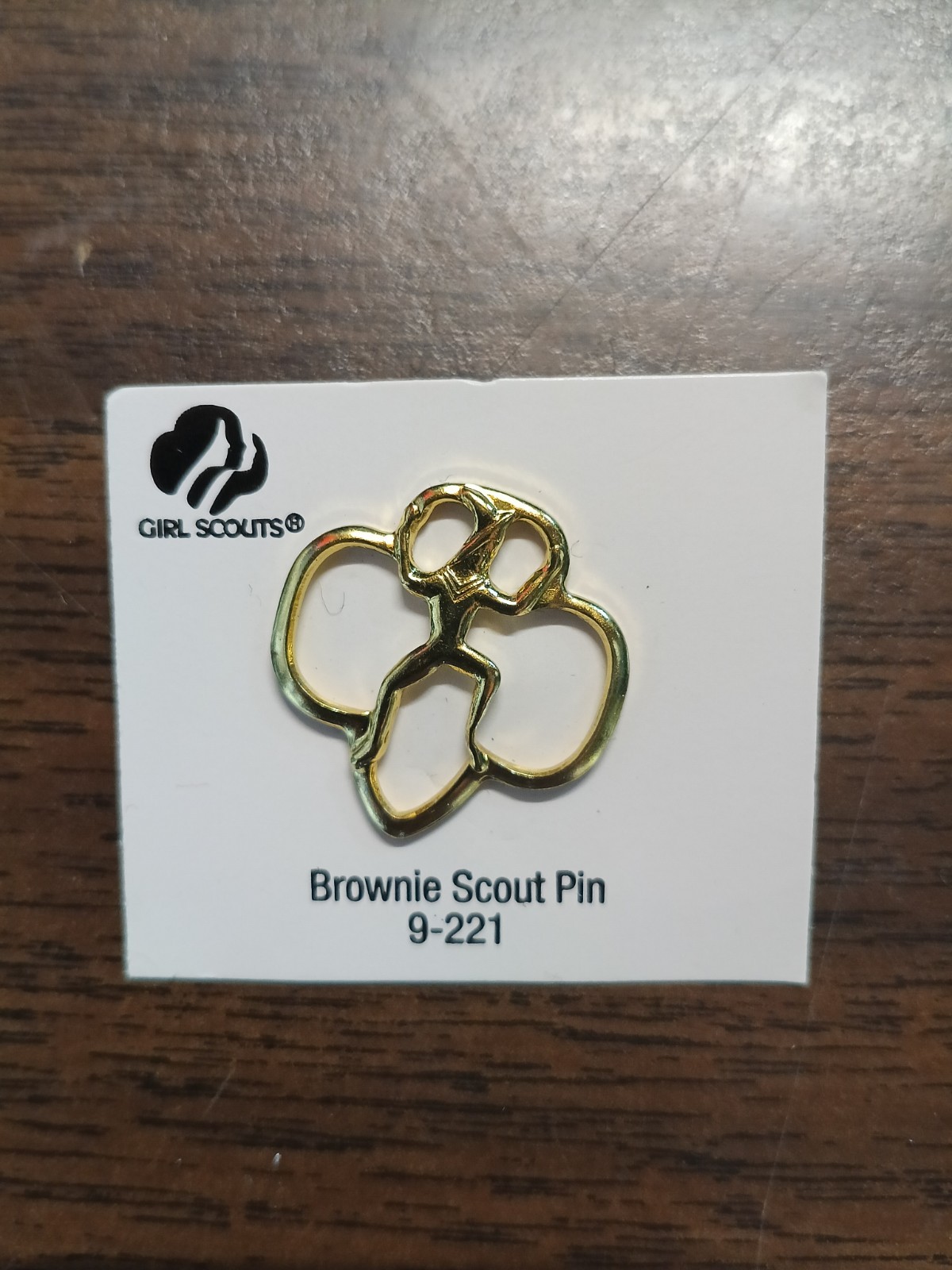 GIRL SCOUTS BROWNIE Pin Scouting Membership Pin Pinback Gold Tone Color NEW 