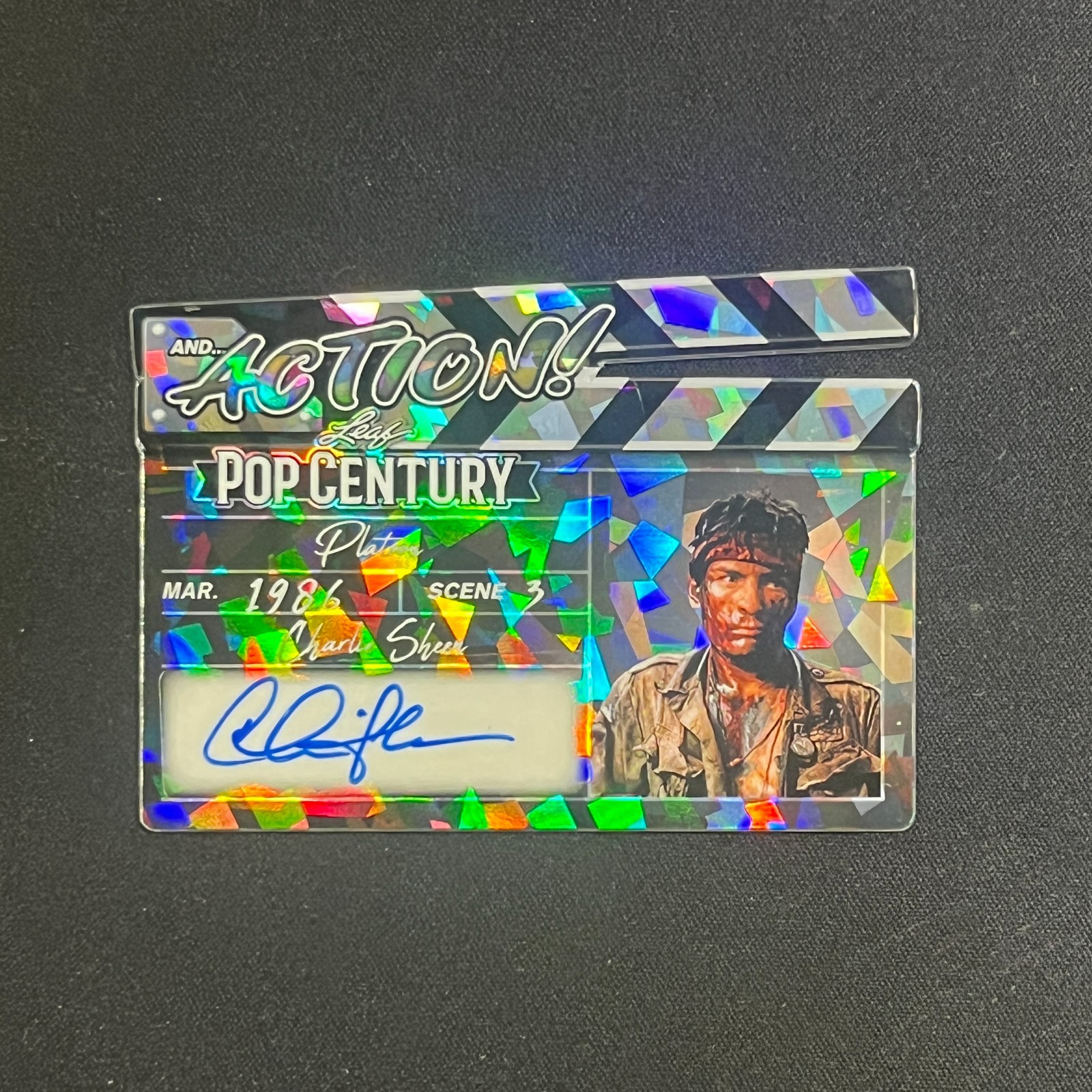 2026 Leaf Pop Century Charlie Sheen And Action Auto #4/5 AA-CS1 Platoon 1986