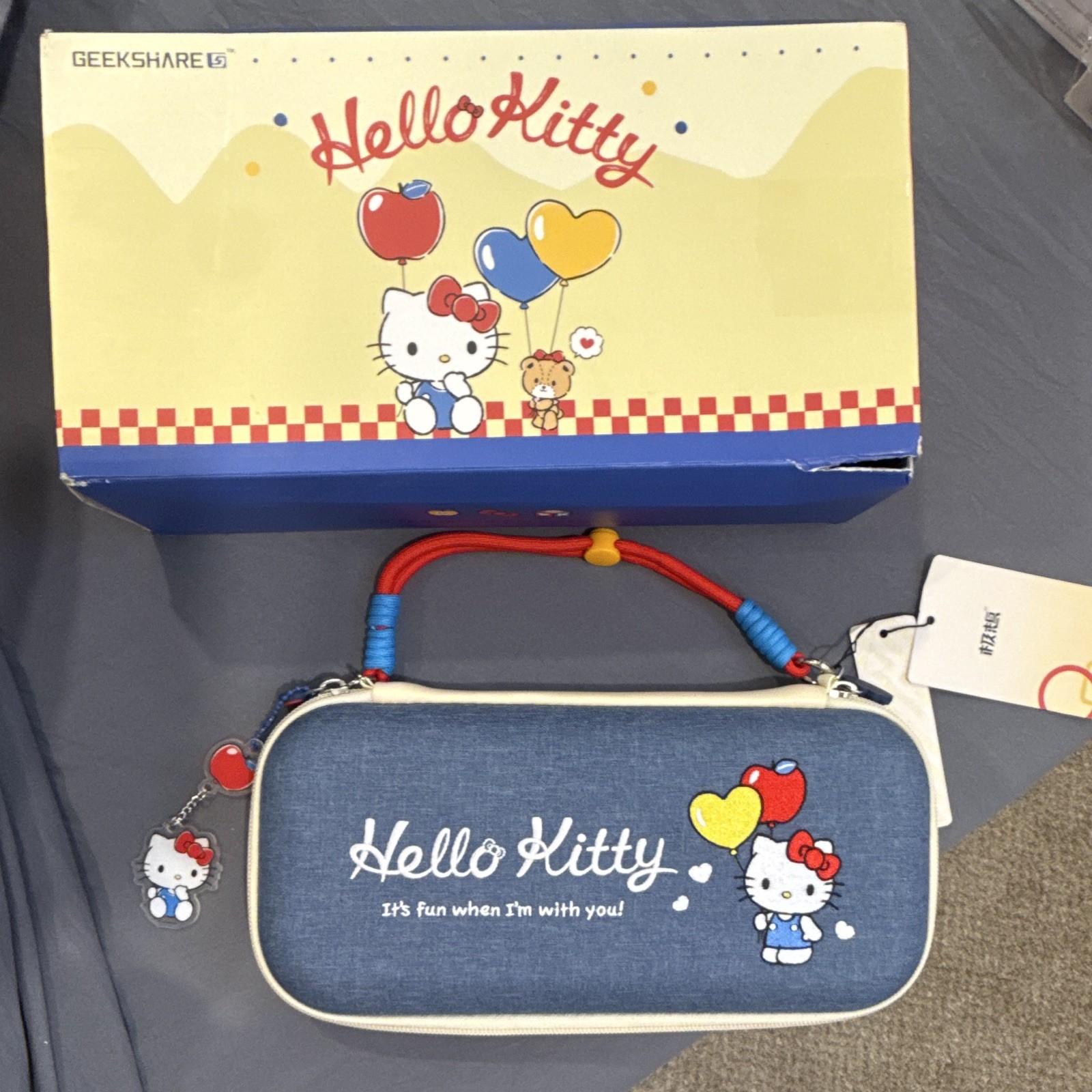 GEEKSHARE Hello Kitty Blue Fabric Zipper Case & set (some pieces missing)