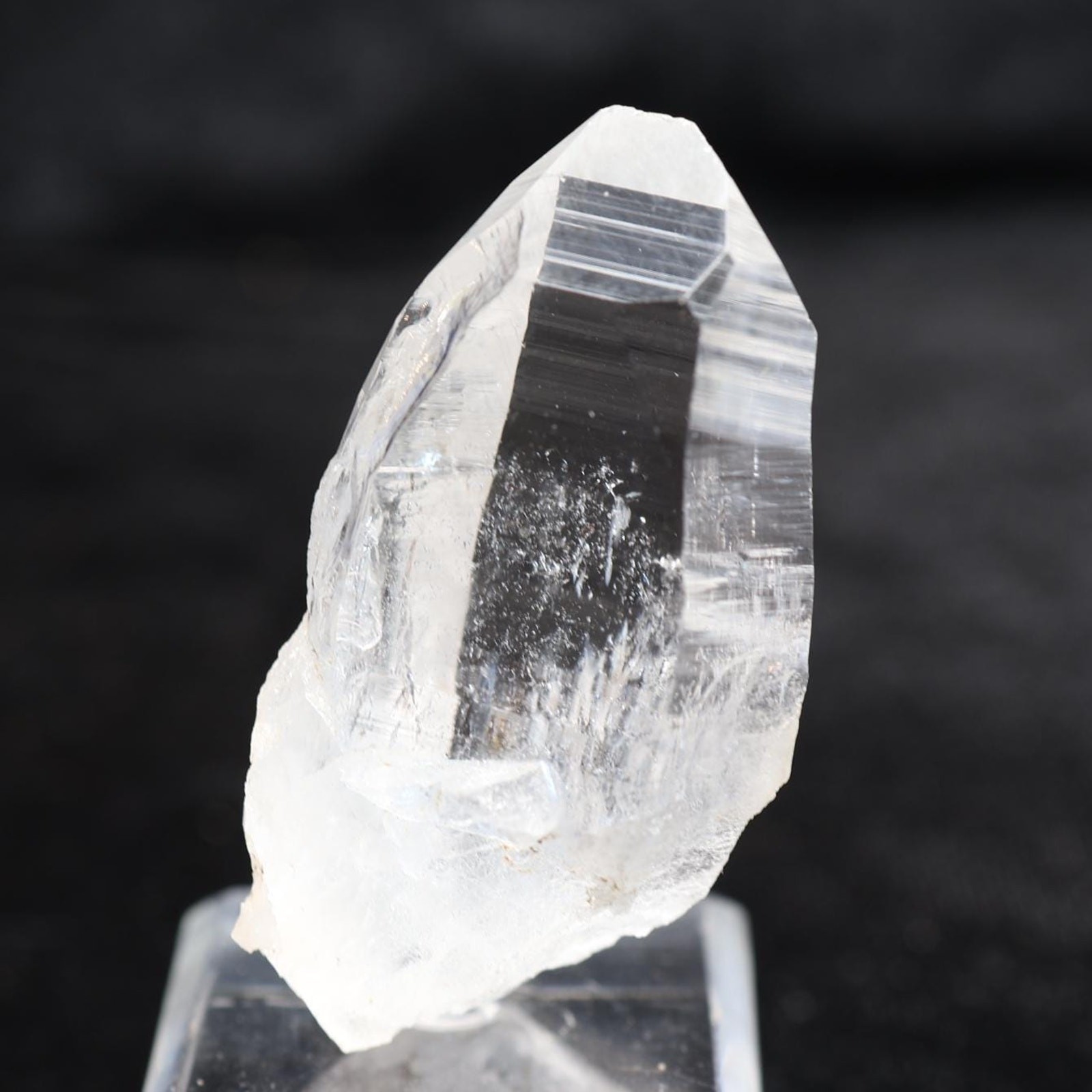 Brazilian Lemurian Quartz Crystal Point on Stand – Natural Clear Quartz