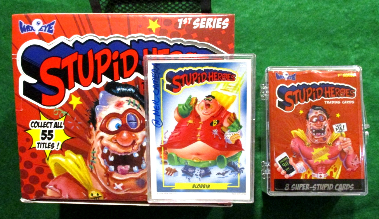 STUPID HEROES CARDS COMPLETE 110 BASE SET NEIL CAMERA BLOBBIN AUTO W/WRAPPER/BOX