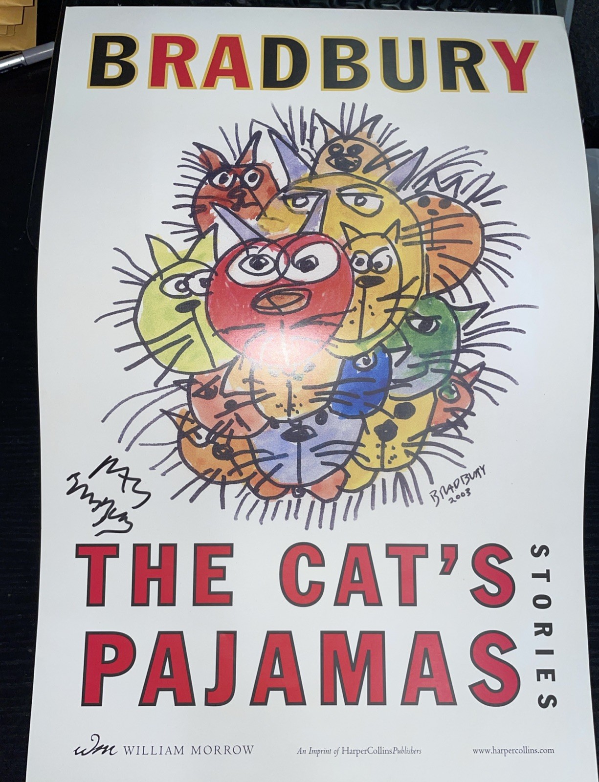Max Bradbury The Cat’s Pajamas Signed Promotional Poster Rare