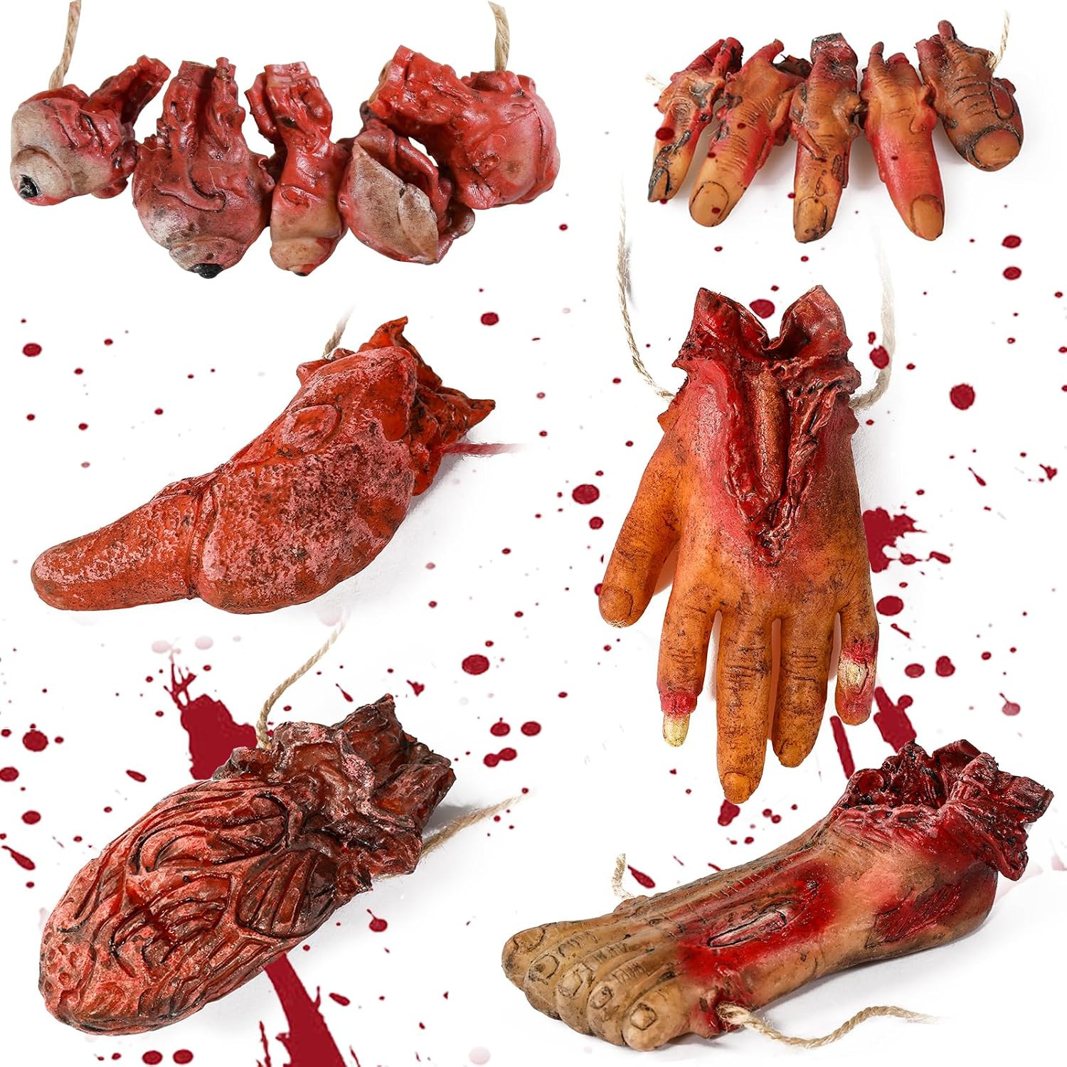 6Pcs Scary Halloween Realistic Bloody Body Parts Haunted House Prop Set Decor