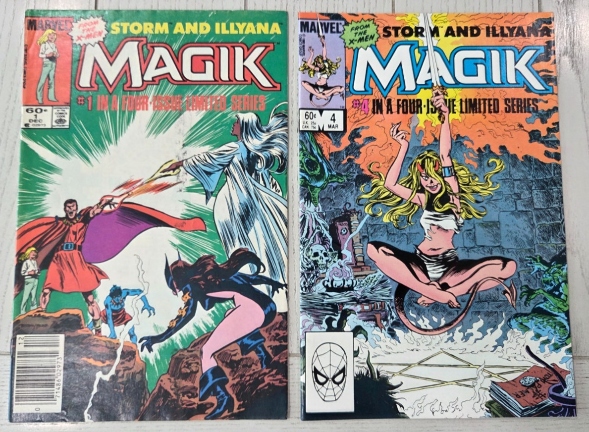 Storm & MAGIK #1 Newsstand & #4 *2 Marvel Comic Books* 1983 X-MEN Limited Series