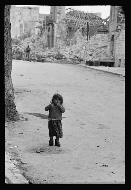 Photo:Jerusalem Palestine 1948 Child Amid War Ruins Street Scene