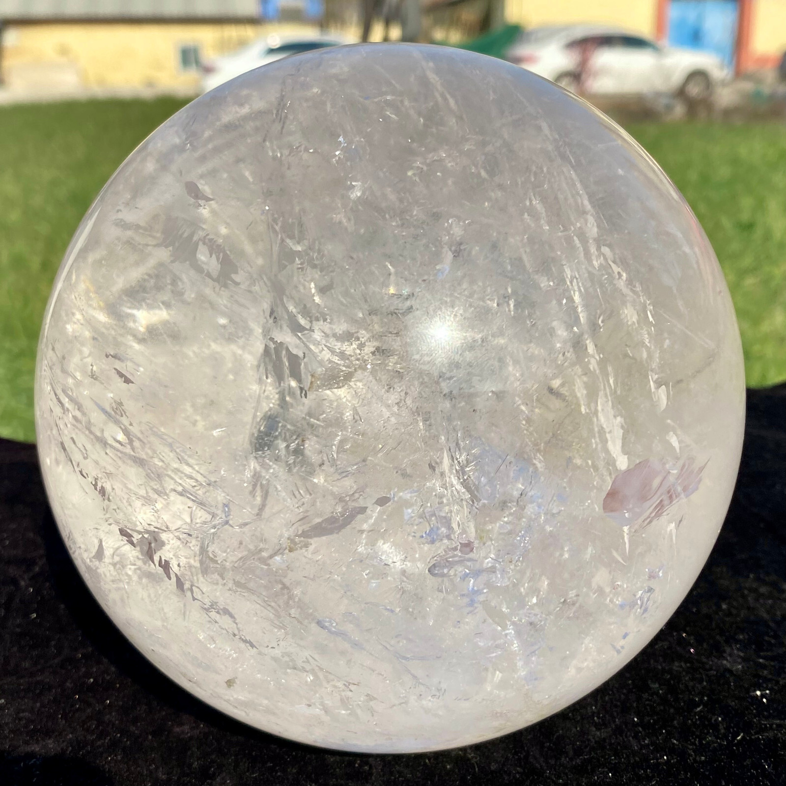 8.68LB Natural White Crystal Clear Quartz Crystal Sphere Ball Healing Meditation