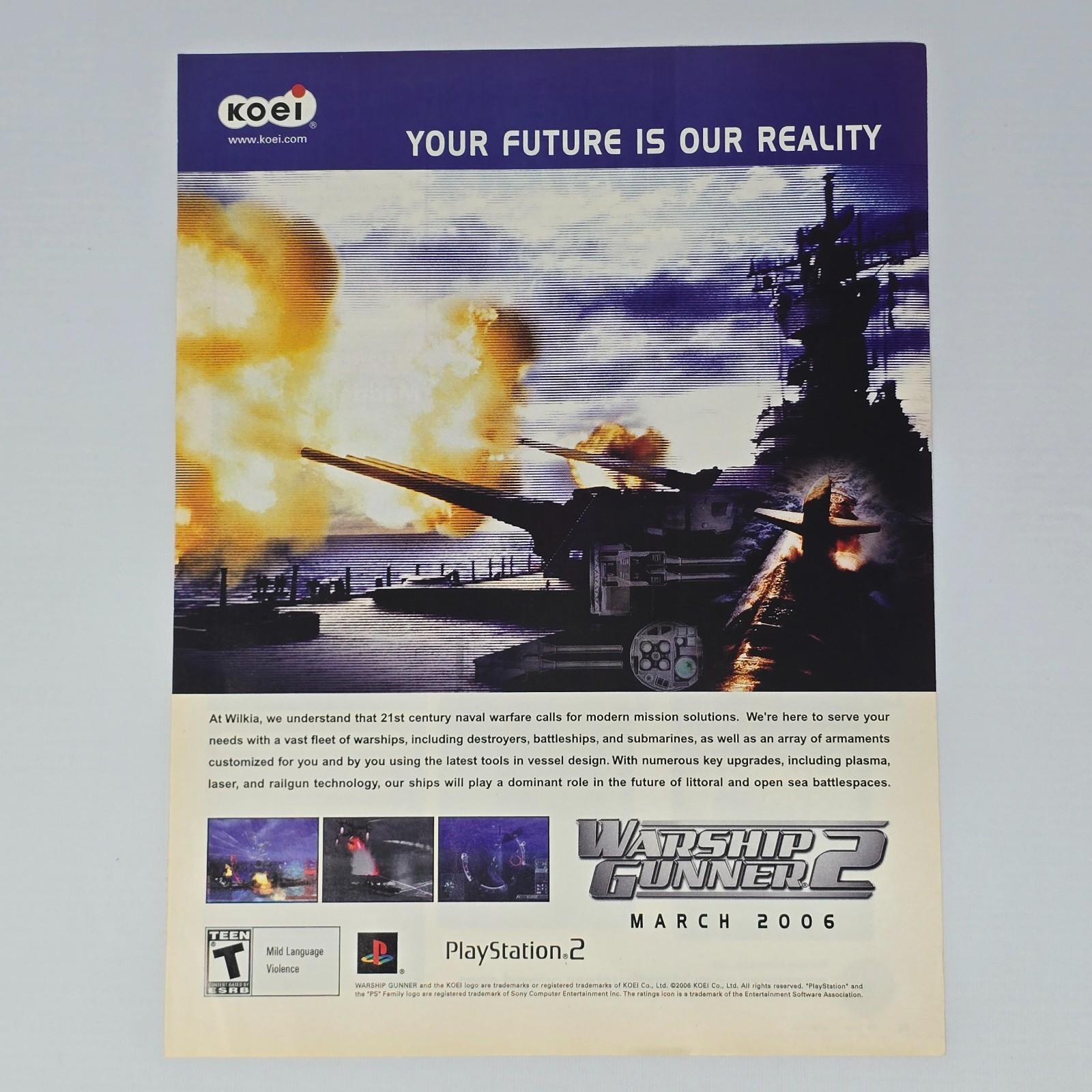 Warship Gunner 2 PlayStation 2 PS2 Future Print Ad/Poster