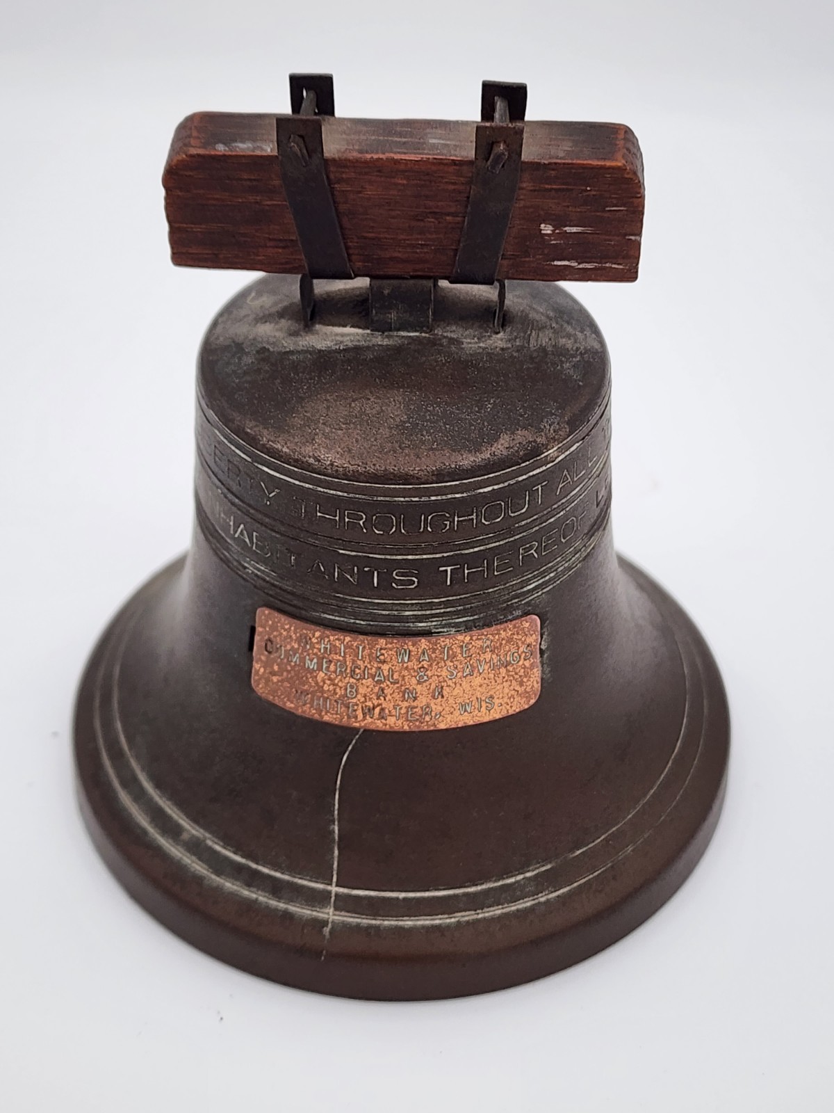 Vintage 1919 Liberty Bell Whitewater Commercial & Saving Still Bank *No Key*