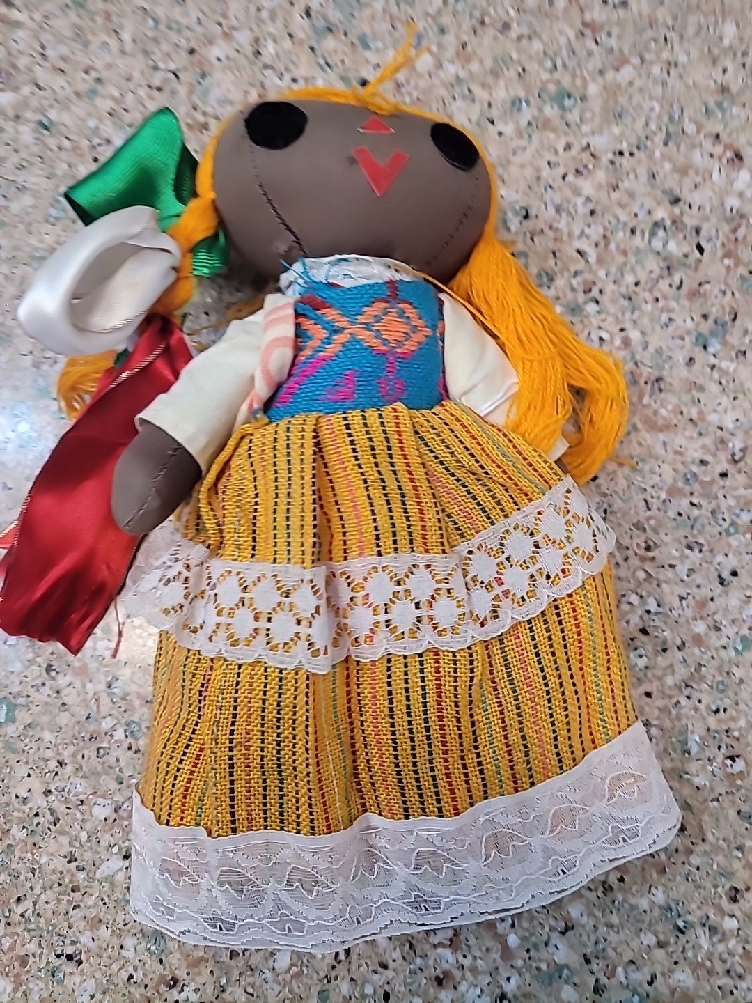 Mexican Folk Art Rag Doll  Jointed Arms Legs 10.5