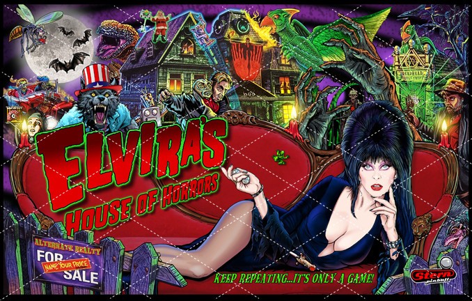 Elvira House of Horrors Pinball Alternate Translite / 2 Versions to choose from