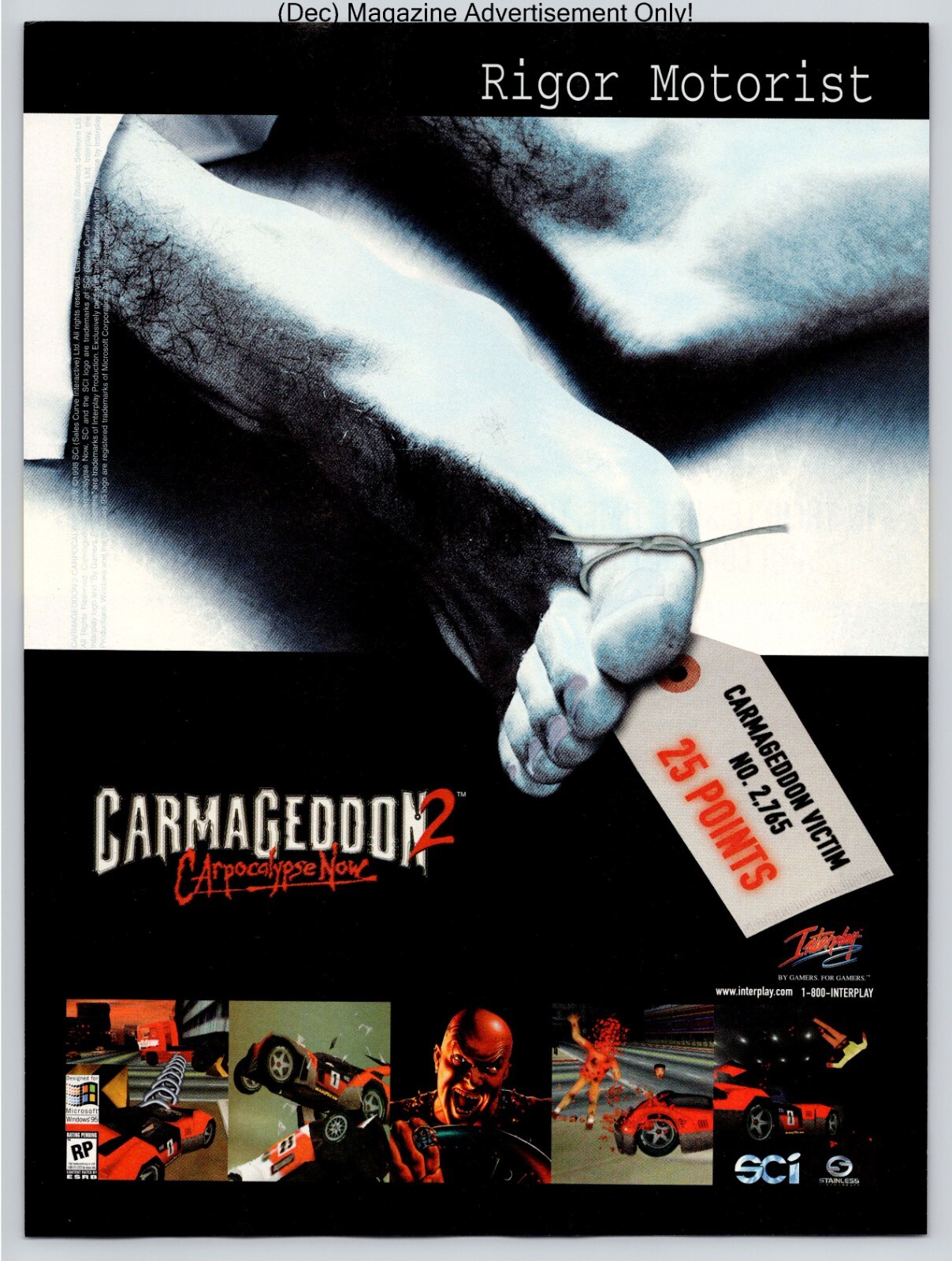 Carmageddon 2 CArpocalypse Now Game Promo 1998 Full Page Print Ad
