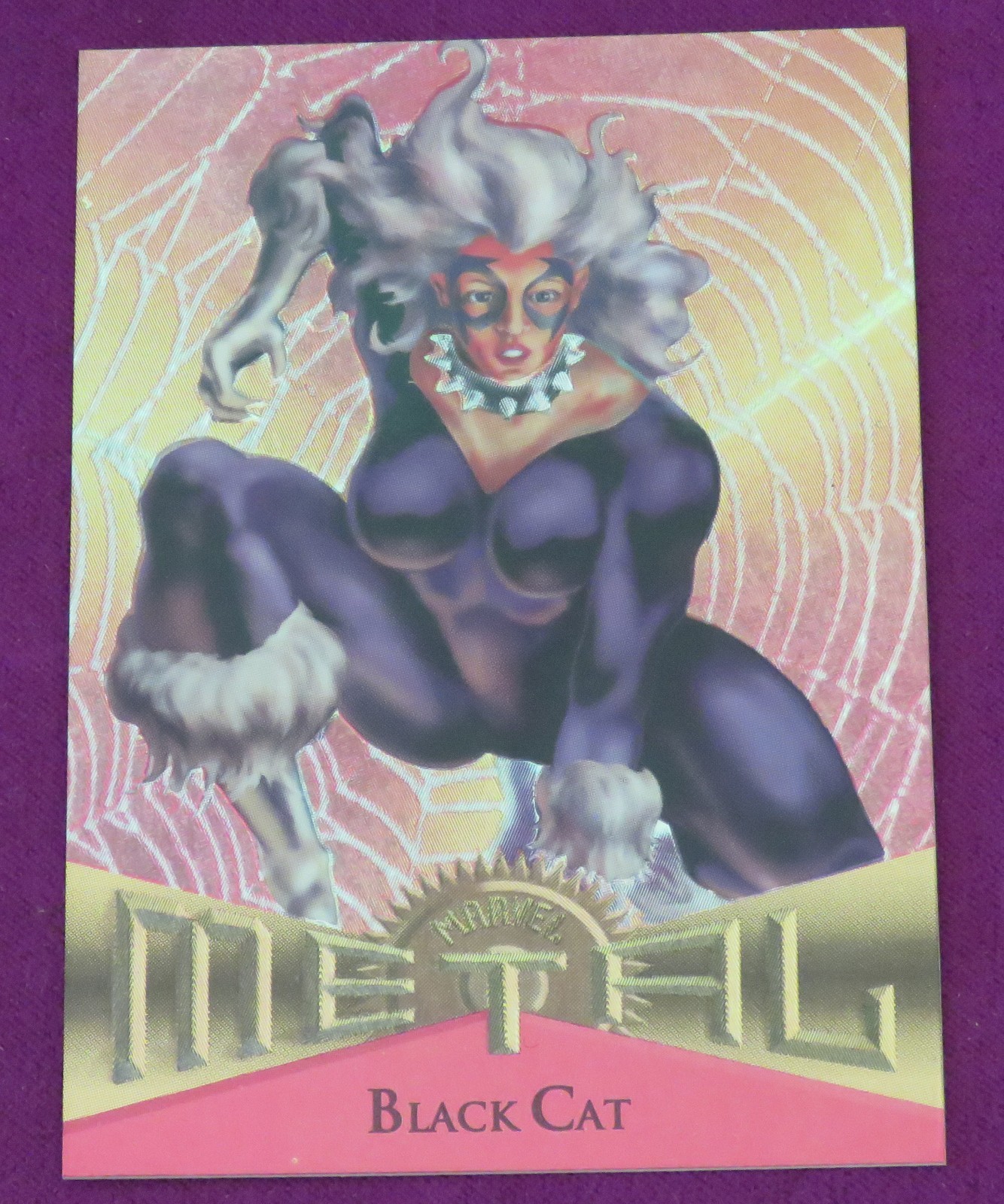 Vintage Fleer 1995 Marvel Metal Flasher Black Cat Trading Card # 70