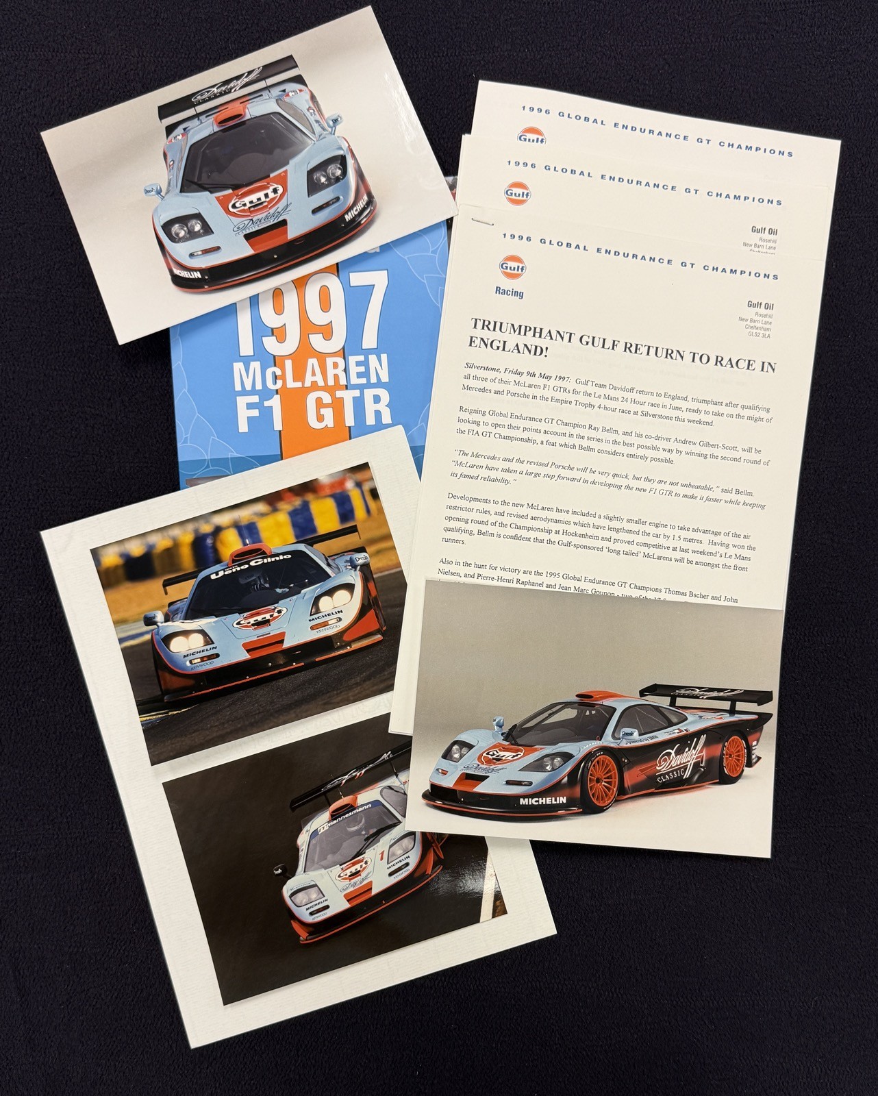 1997 McLaren F1 GTR Longtail Gulf Racing Press Kit Davidoff FIA GT Championship