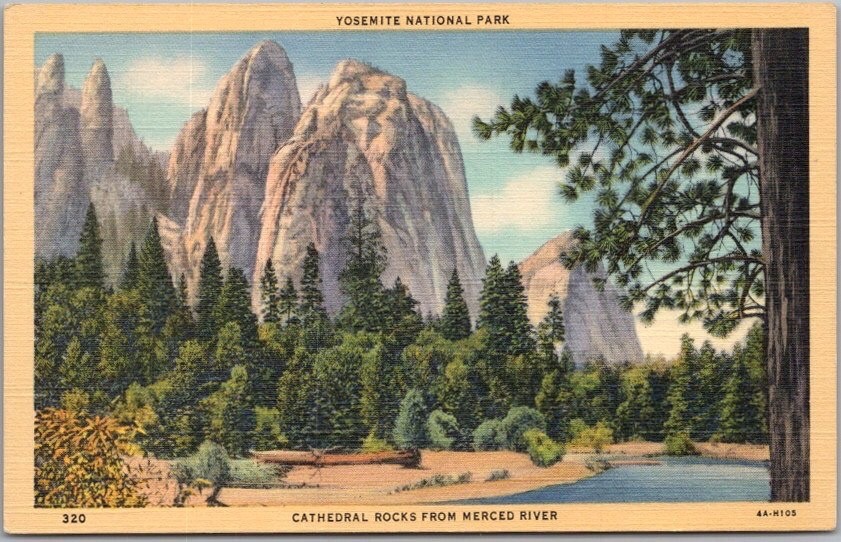 c1934 YOSEMITE NATIONAL PARK Linen Postcard \