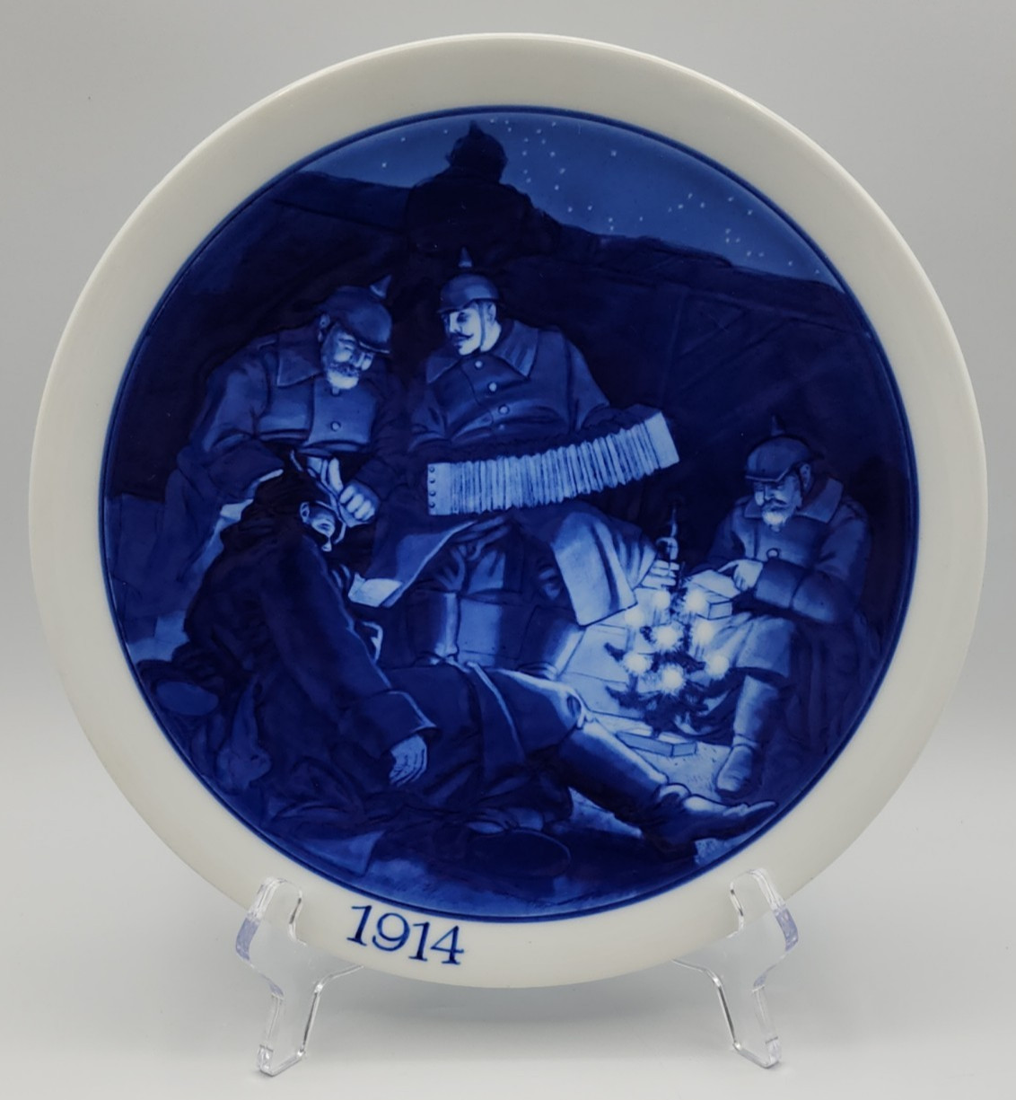 Meissen Wall Plate 1914 Christmas in the Trenches WWI Soliders 10\