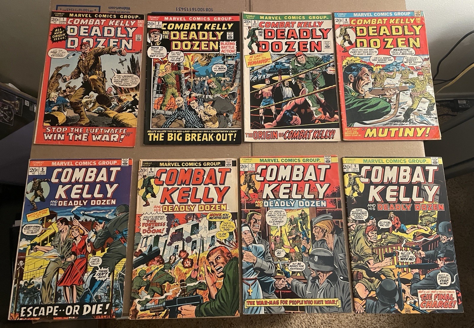 Combat Kelly and His Deadly Dozen #1-9 (Missing #8) Marvel Comics 1972 War MCU