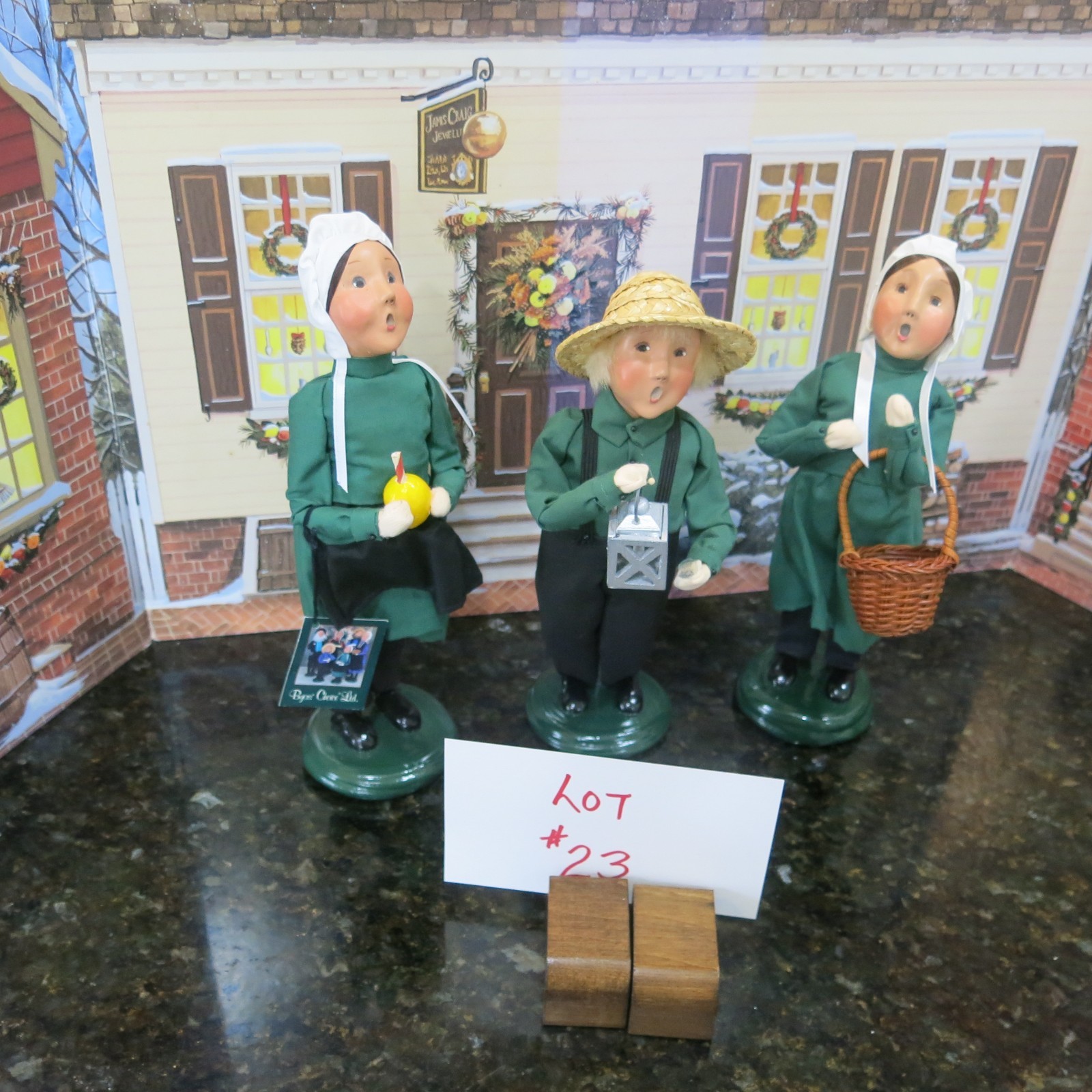 3 Byers Choice Amish Children 2 Signed $85.00 for the 3 (lot 23)