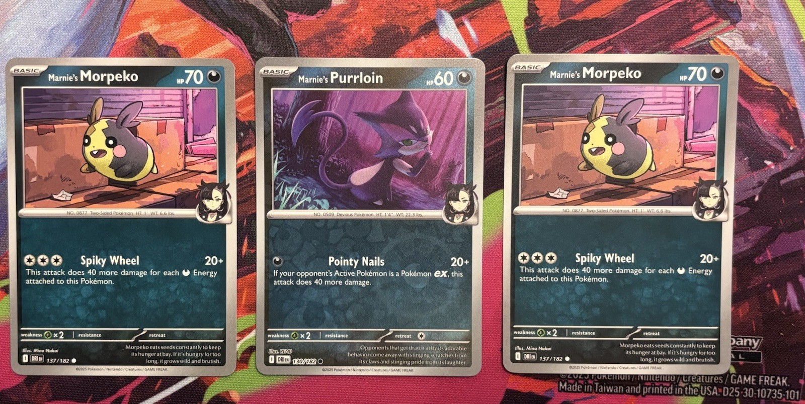 Pokémon TCG Marnie's Bundle Morpeko X2 137/182 & Purrloin HOLO 130/182
