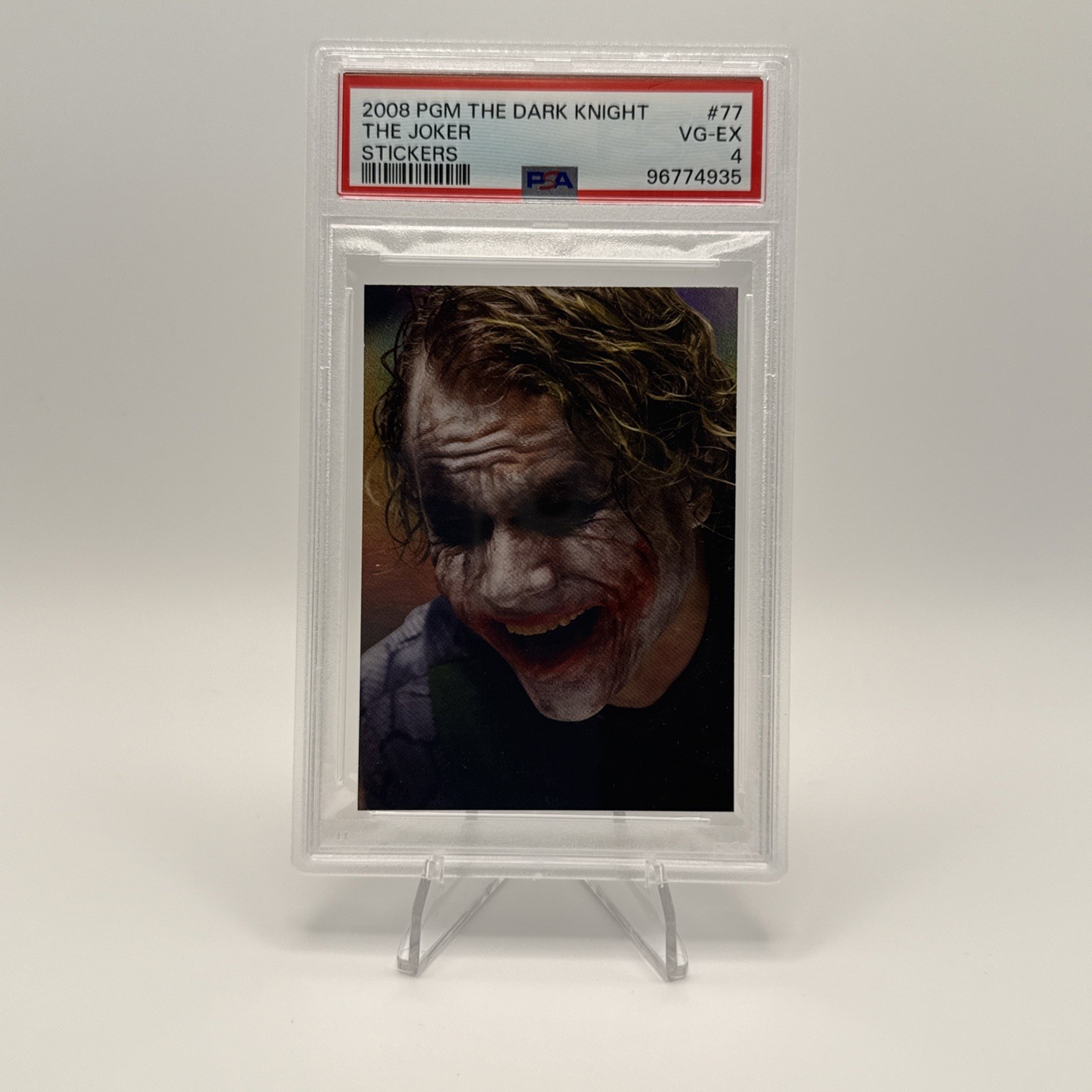 2008 PGM WB/DC The Dark Knight #77 Joker HOLOFOIL Heath Ledger RC PSA 4 Iconic