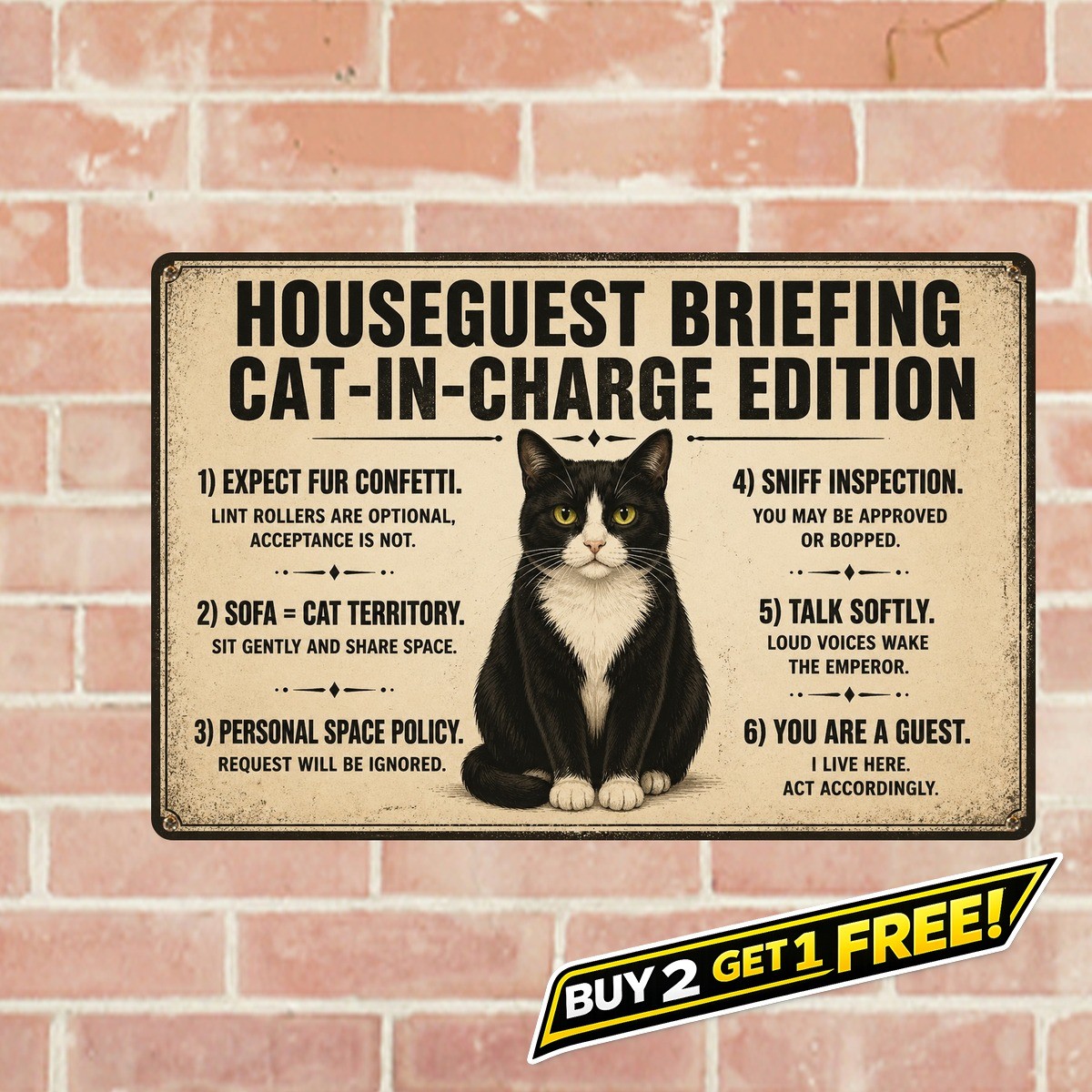 Cat Lover Wall Art Funny Pet Retro Metal Wall Plaque Sign 8x12