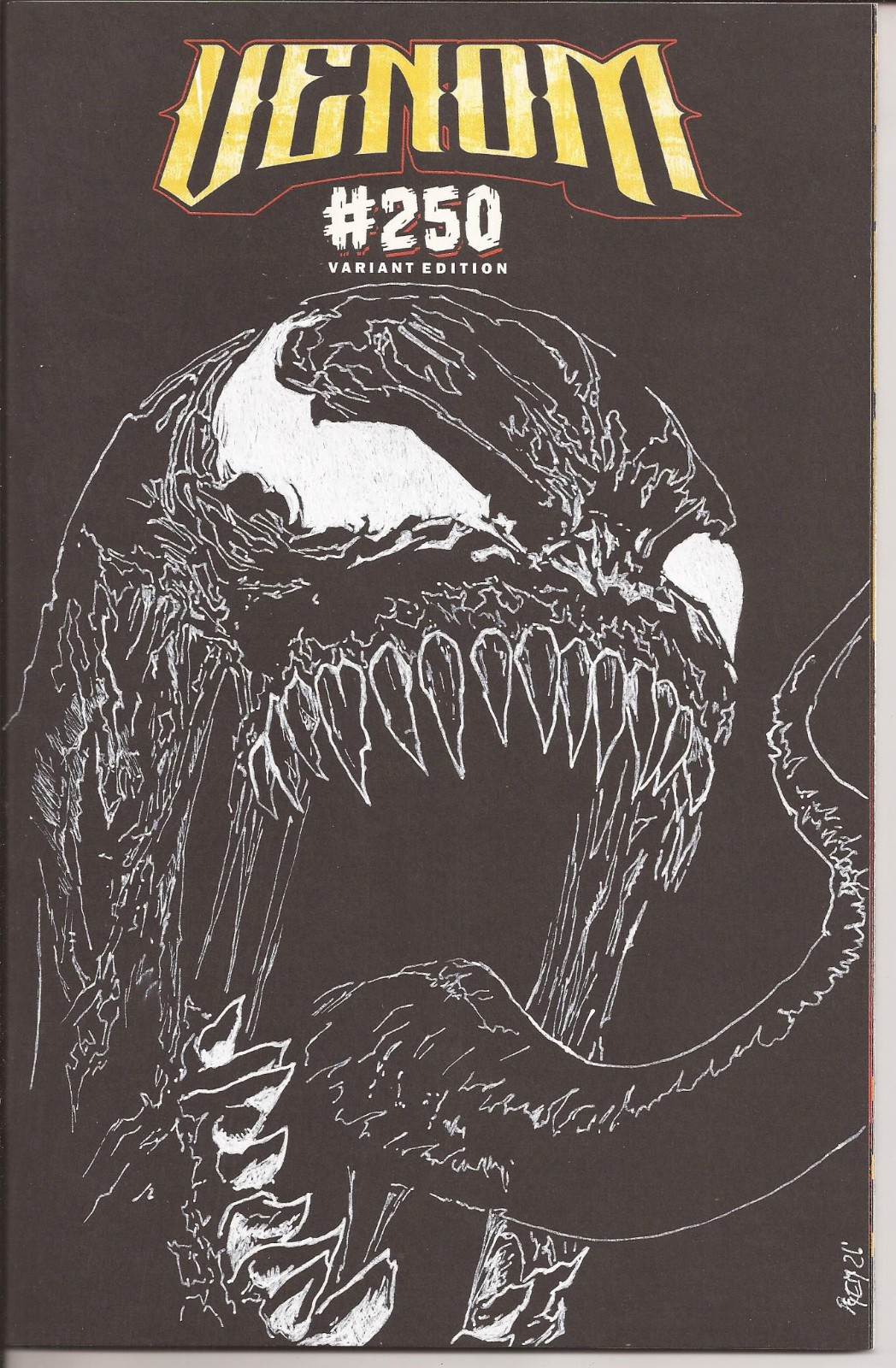 Venom #250 _sketch and signed with COA suitable for CGC grading Peter Mihelis
