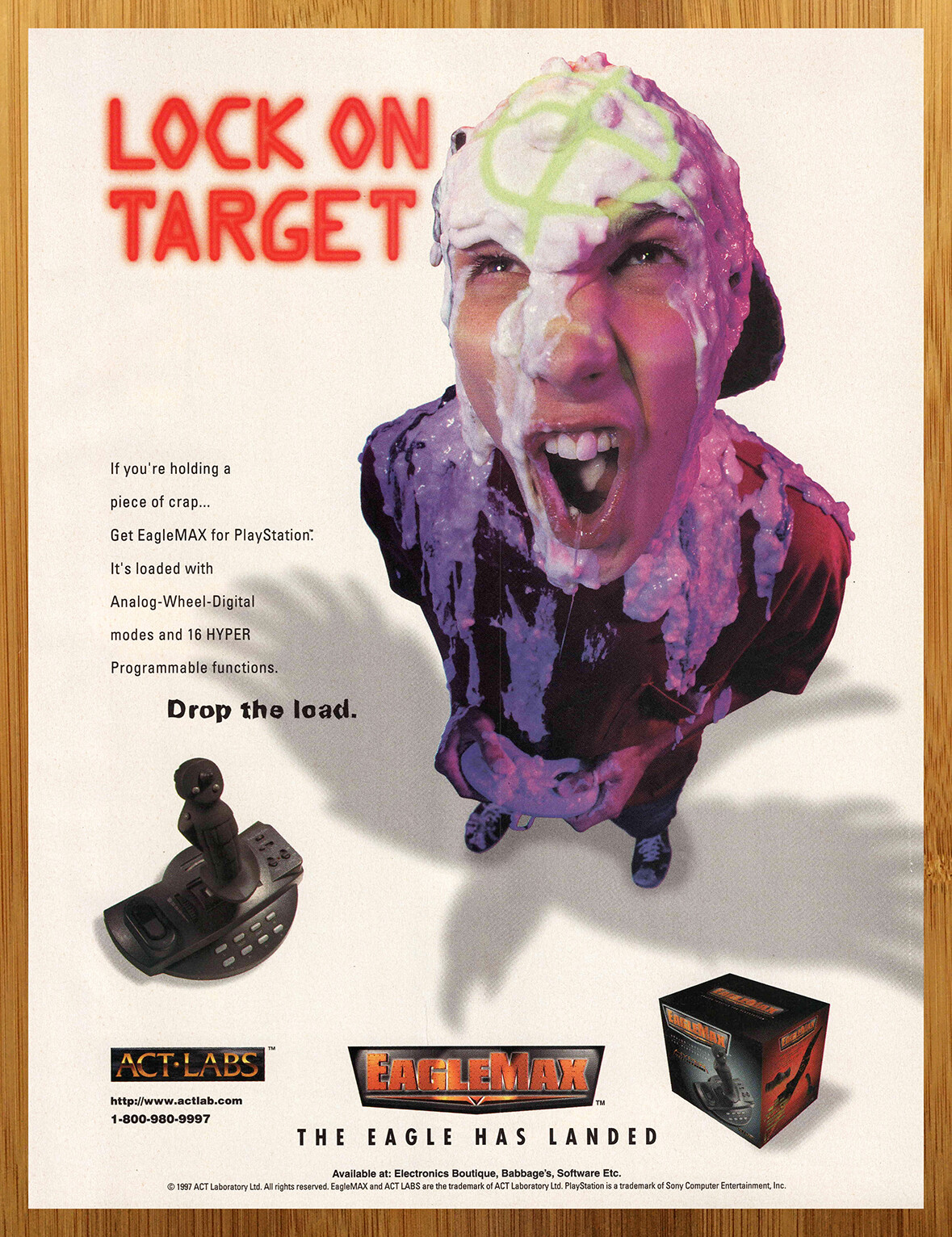 1997 EagleMAX Flight Stick Joystick PS1 Vintage Print Ad/Poster 90s Kid Art Rare