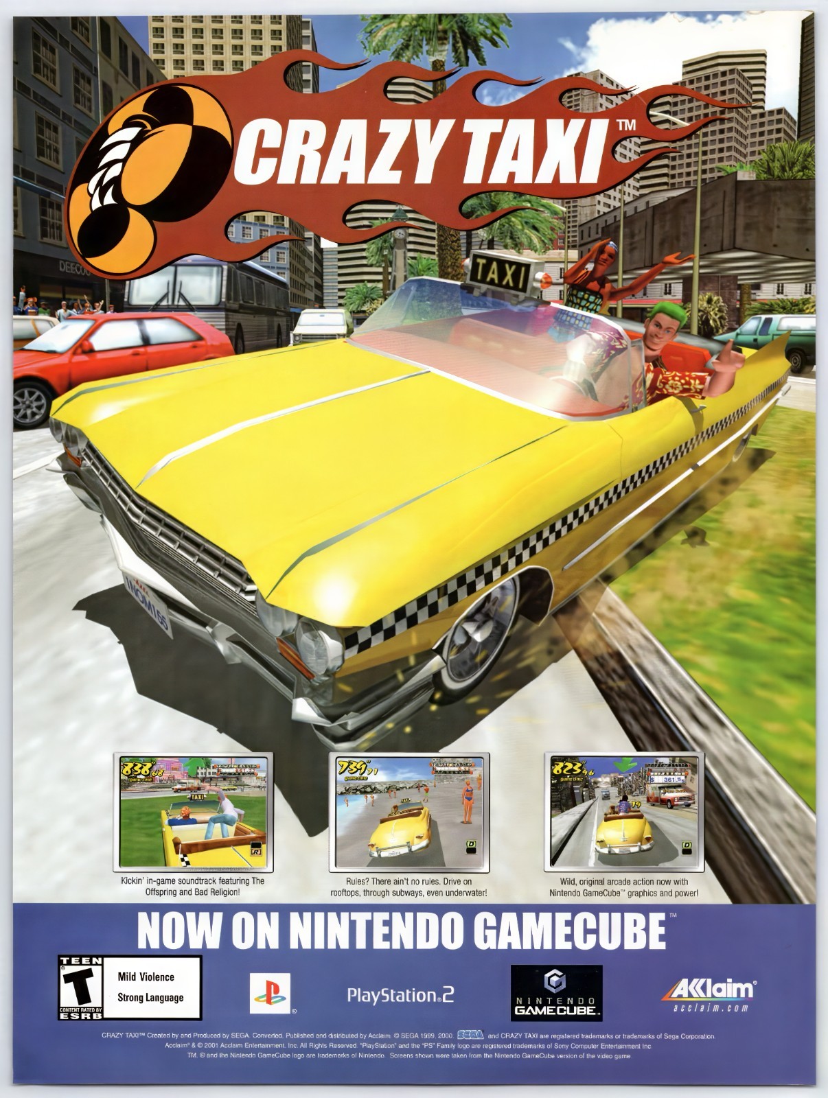 Crazy Taxi - PS2 GameCube - Vintage Original Print Ad/Poster Promo Art 2001