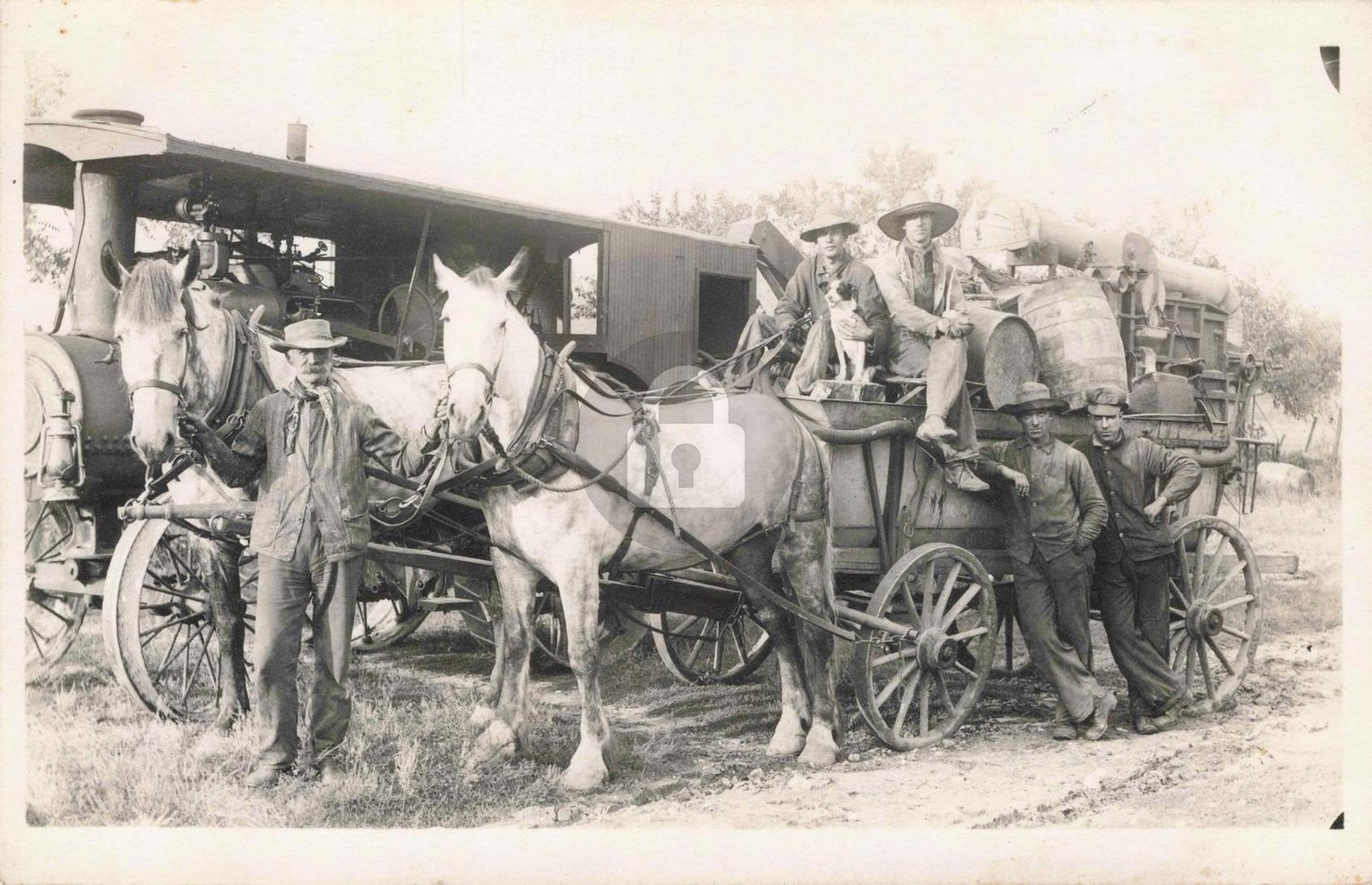 Railroad and Wagon Scene, Waterloo MI Michigan RPPC Photo Postcard COPY