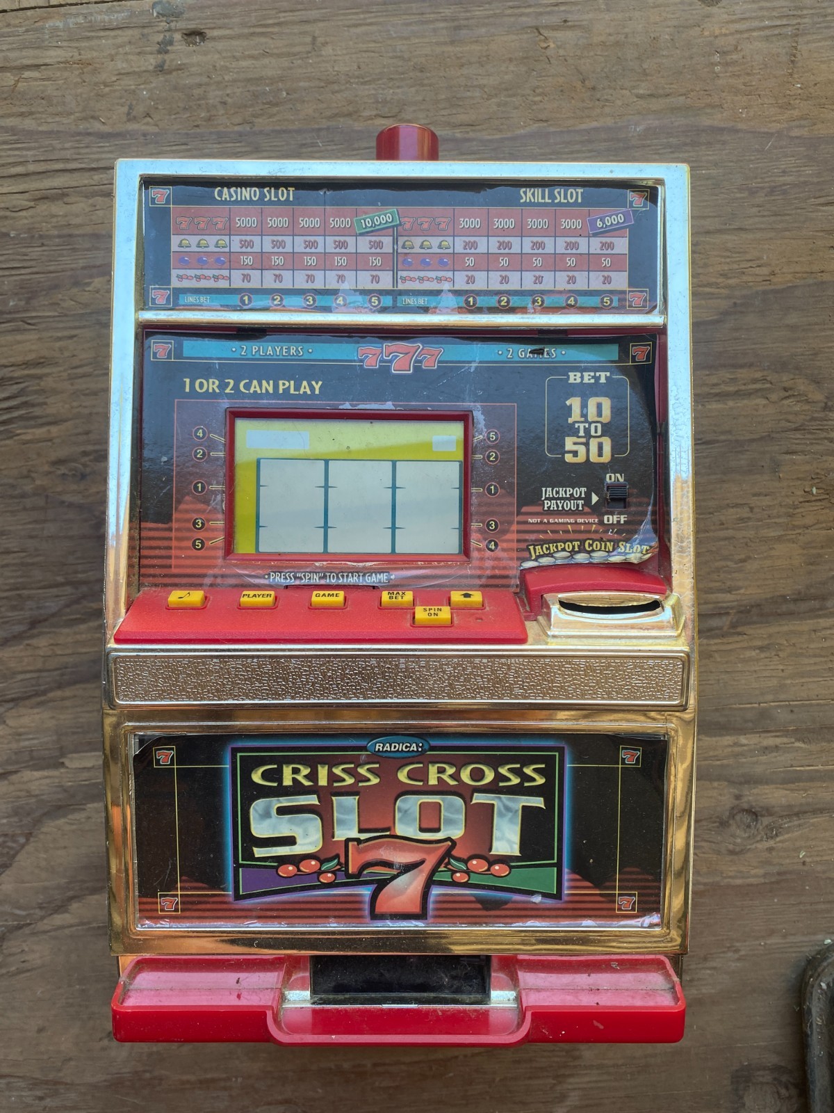 Vintage Radica Criss Cross Slot 7 Electronic Tabletop Casino Game Model 7206