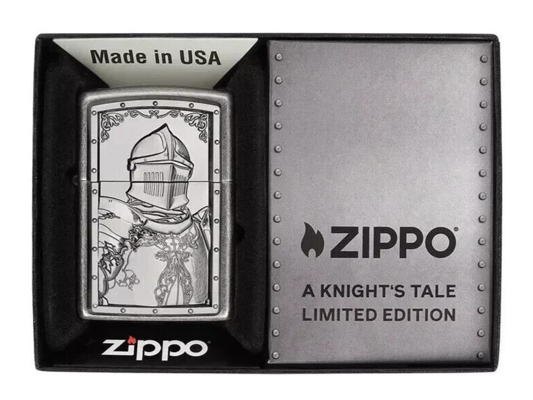 Genuine Brand New ZIPPO Lighter KNIGHTS TALE LTD EDITION Emblem Antique Silver