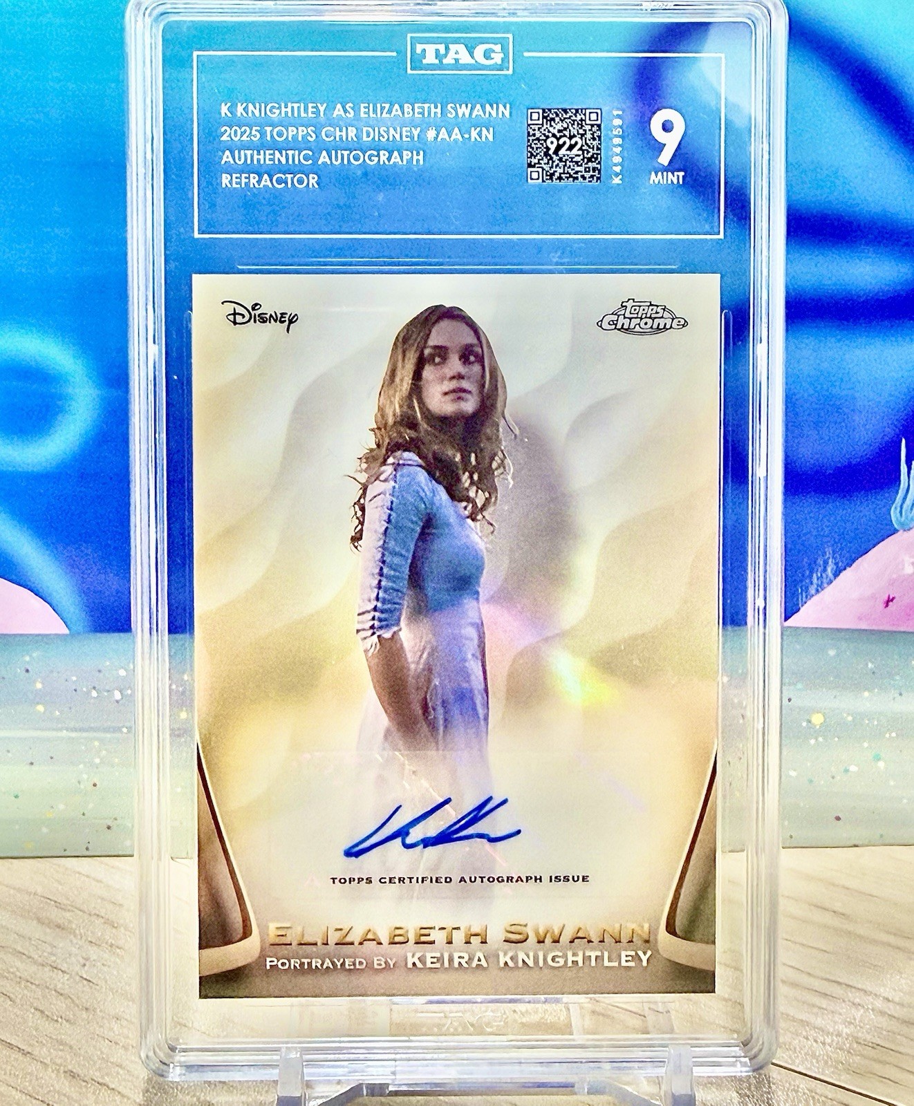 2025 Topps Chrome Disney Refractor Keira Knightley Auto Mint TAG 9 Pirates